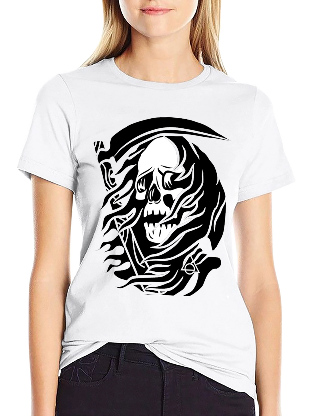 Grim Reaper Skull Graphic Black T-Shirt