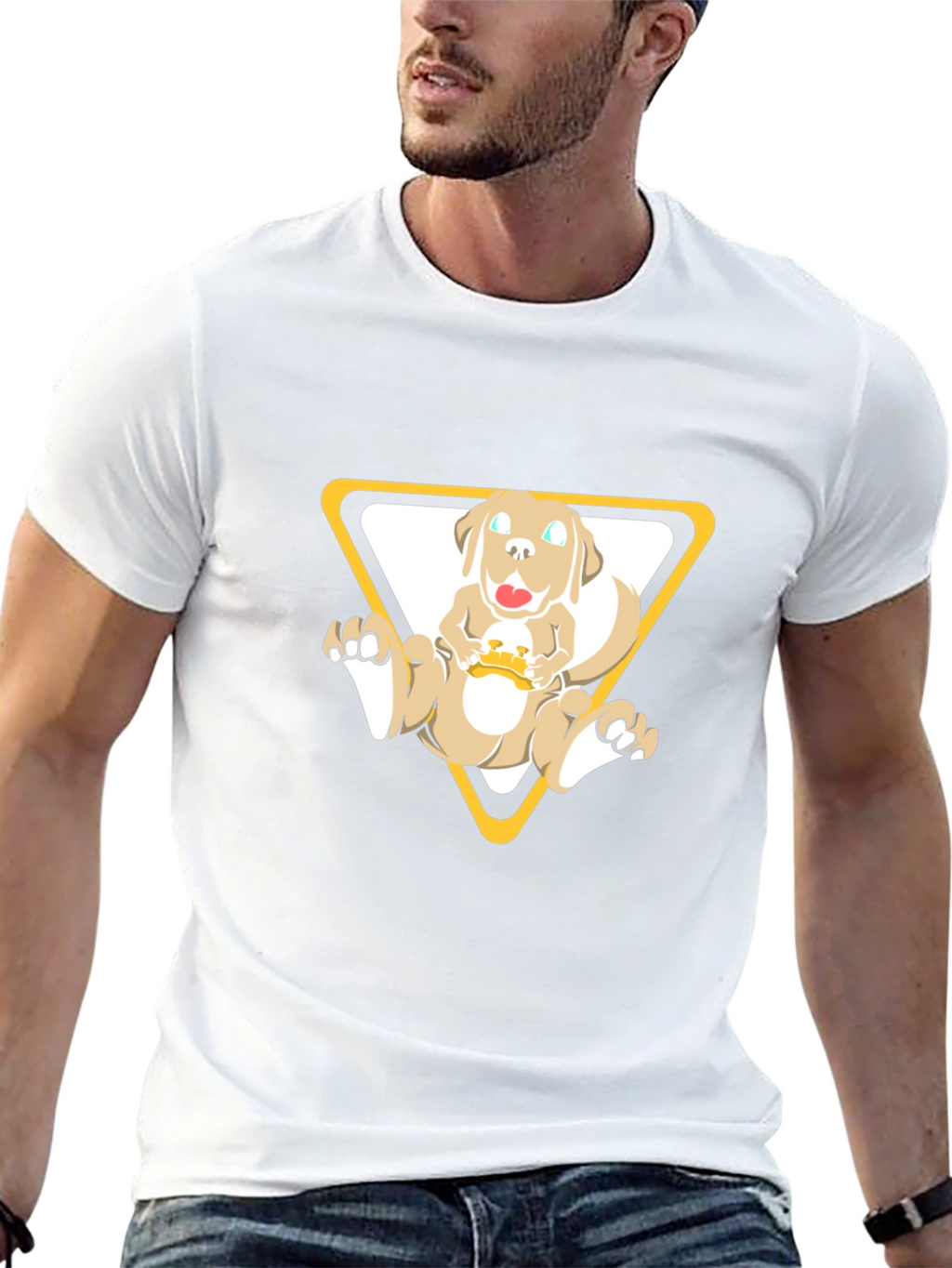 Dog in Triangle Graphic Tee - Black