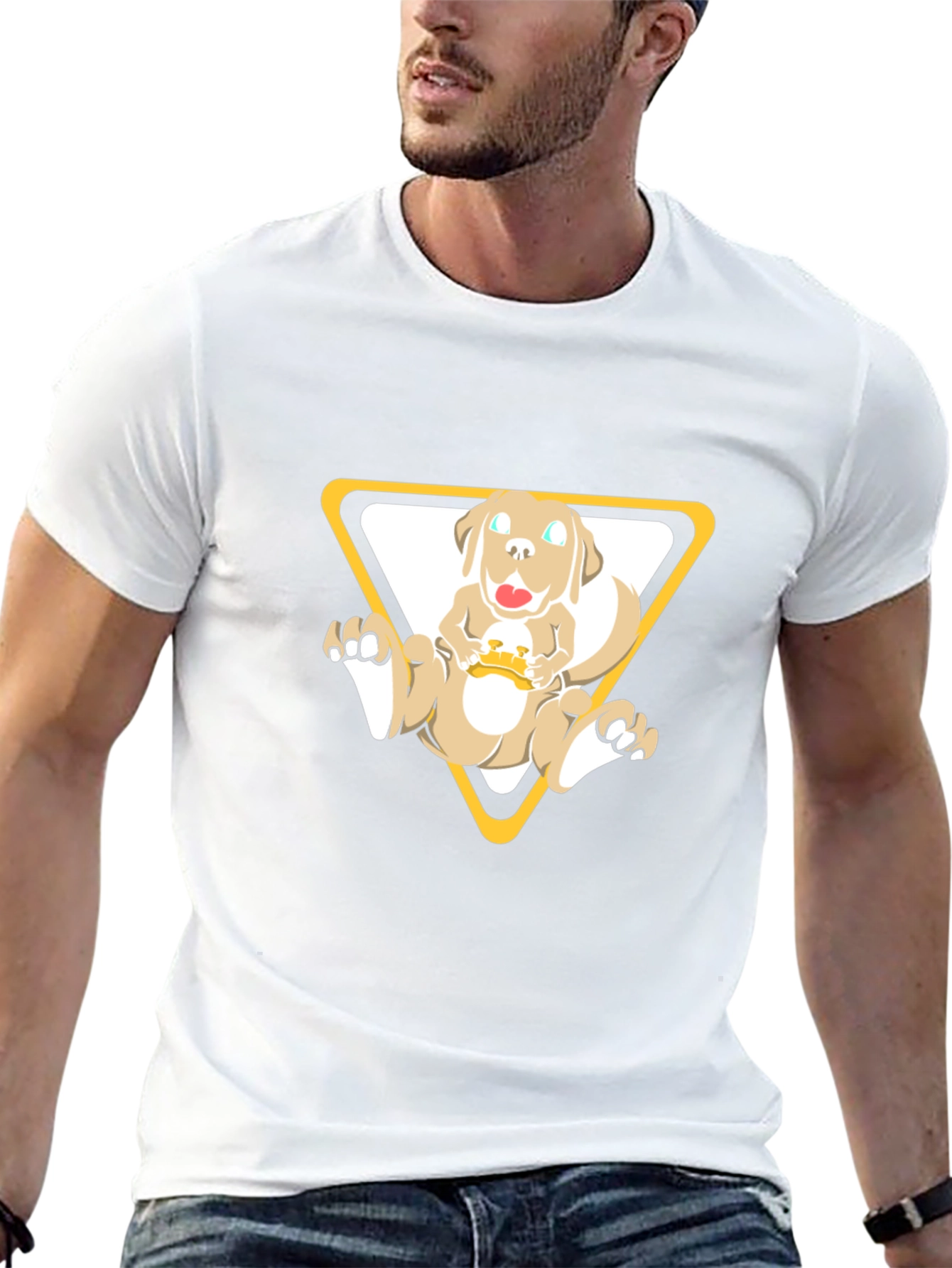 Dog in Triangle Graphic Tee - Black