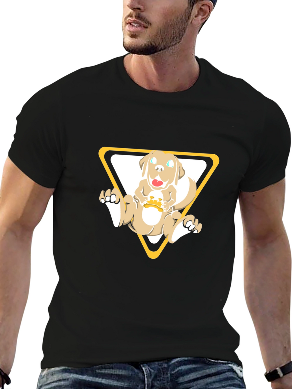 Dog in Triangle Graphic Tee - Black