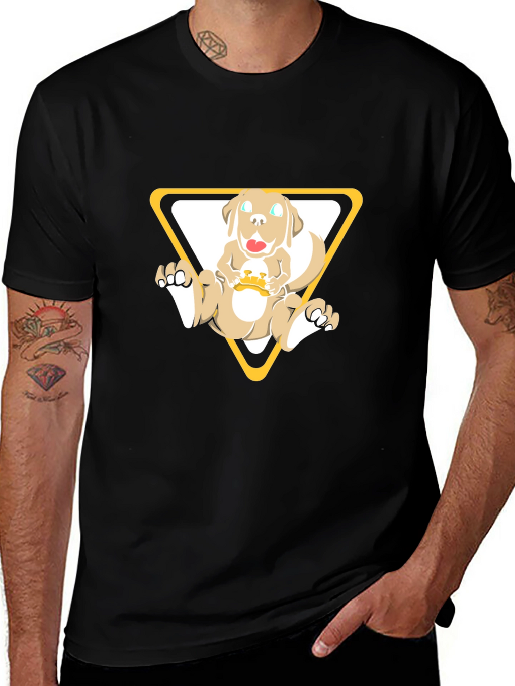 Dog in Triangle Graphic Tee - Black