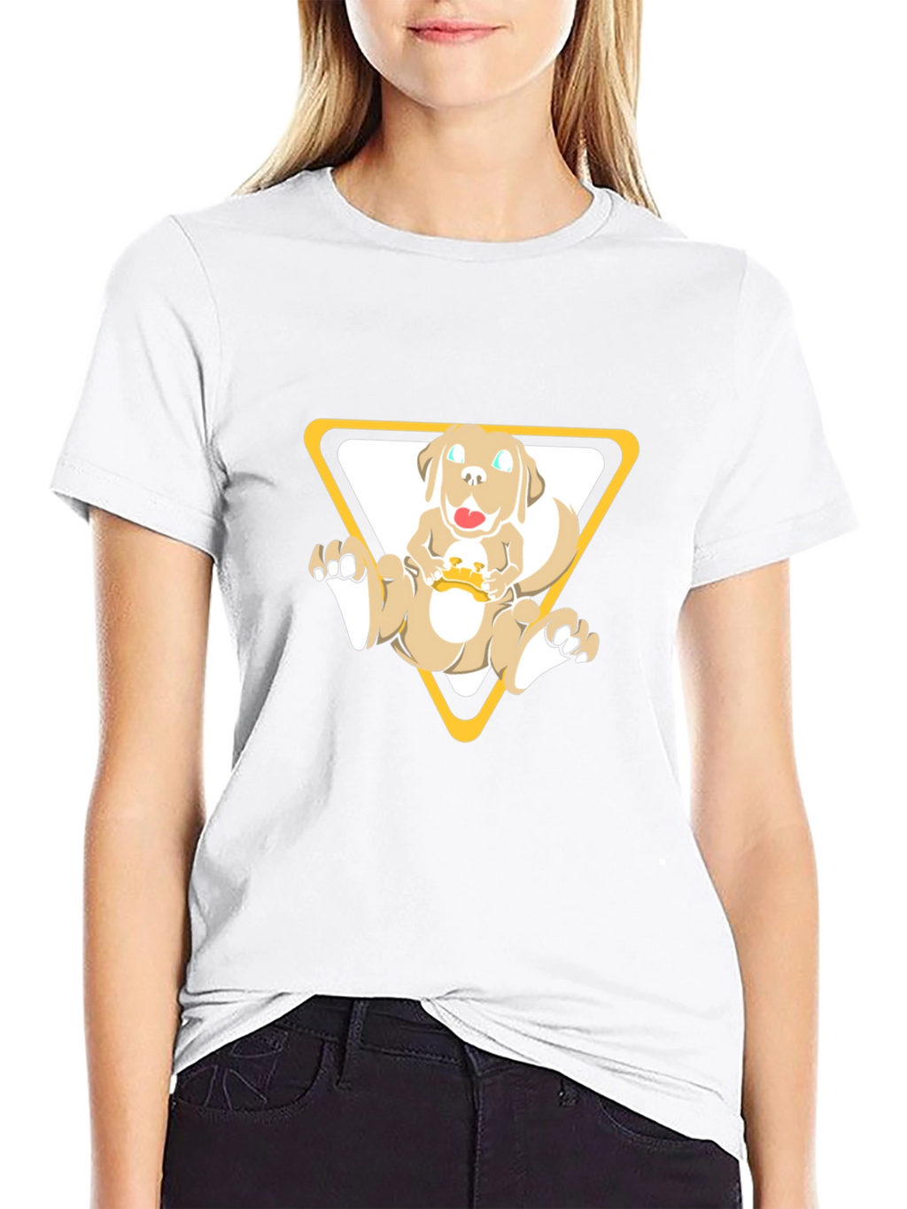 Dog in Triangle Graphic Tee - Black