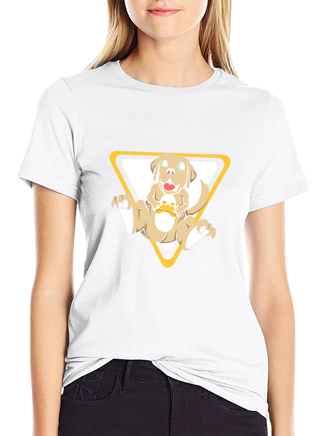 Dog in Triangle Graphic Tee - Black