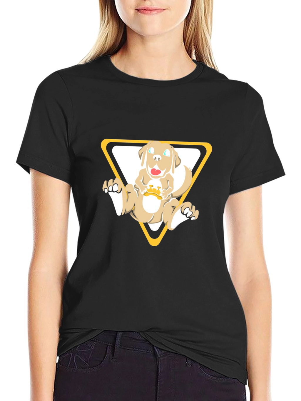 Dog in Triangle Graphic Tee - Black