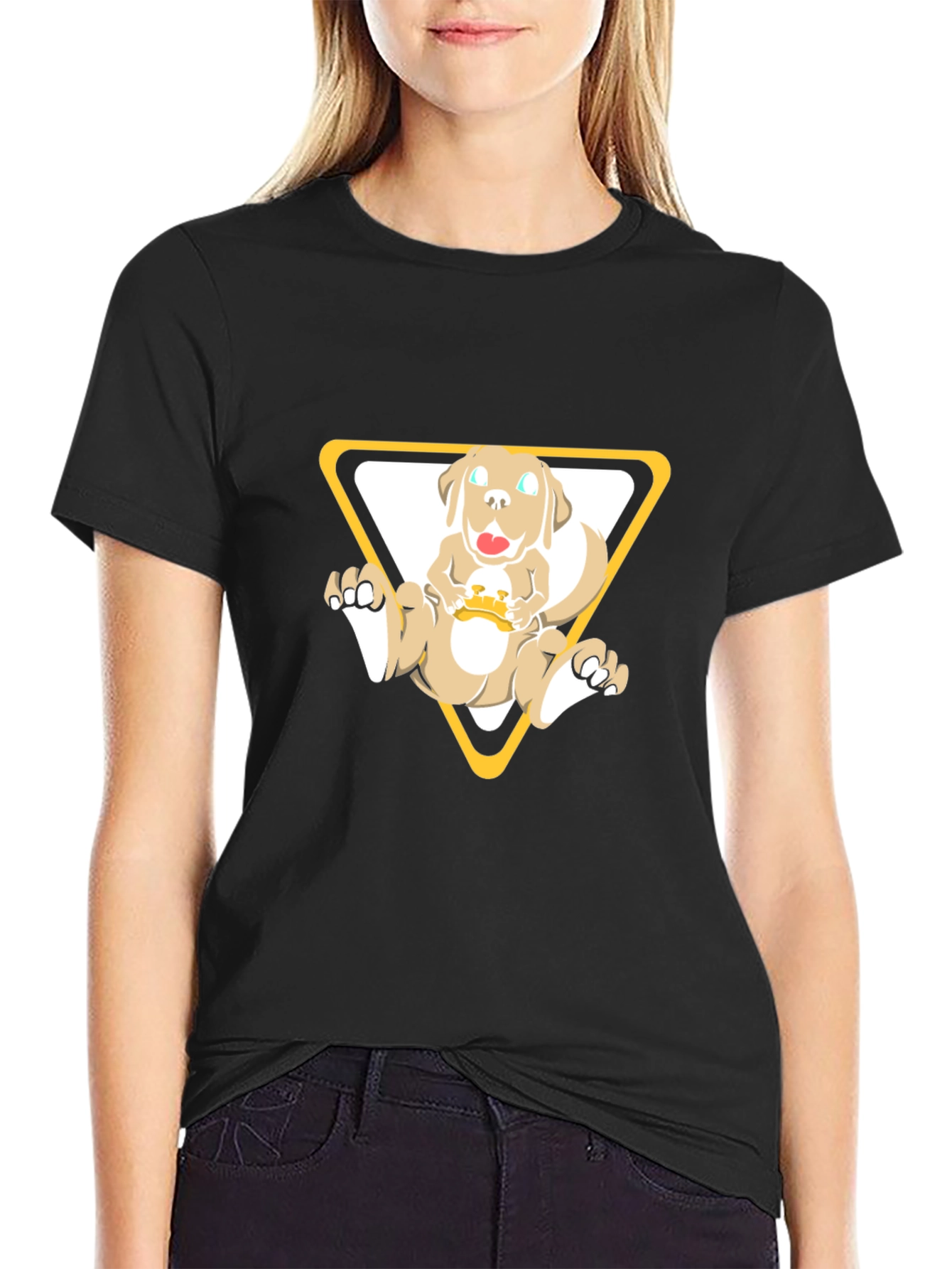 Dog in Triangle Graphic Tee - Black