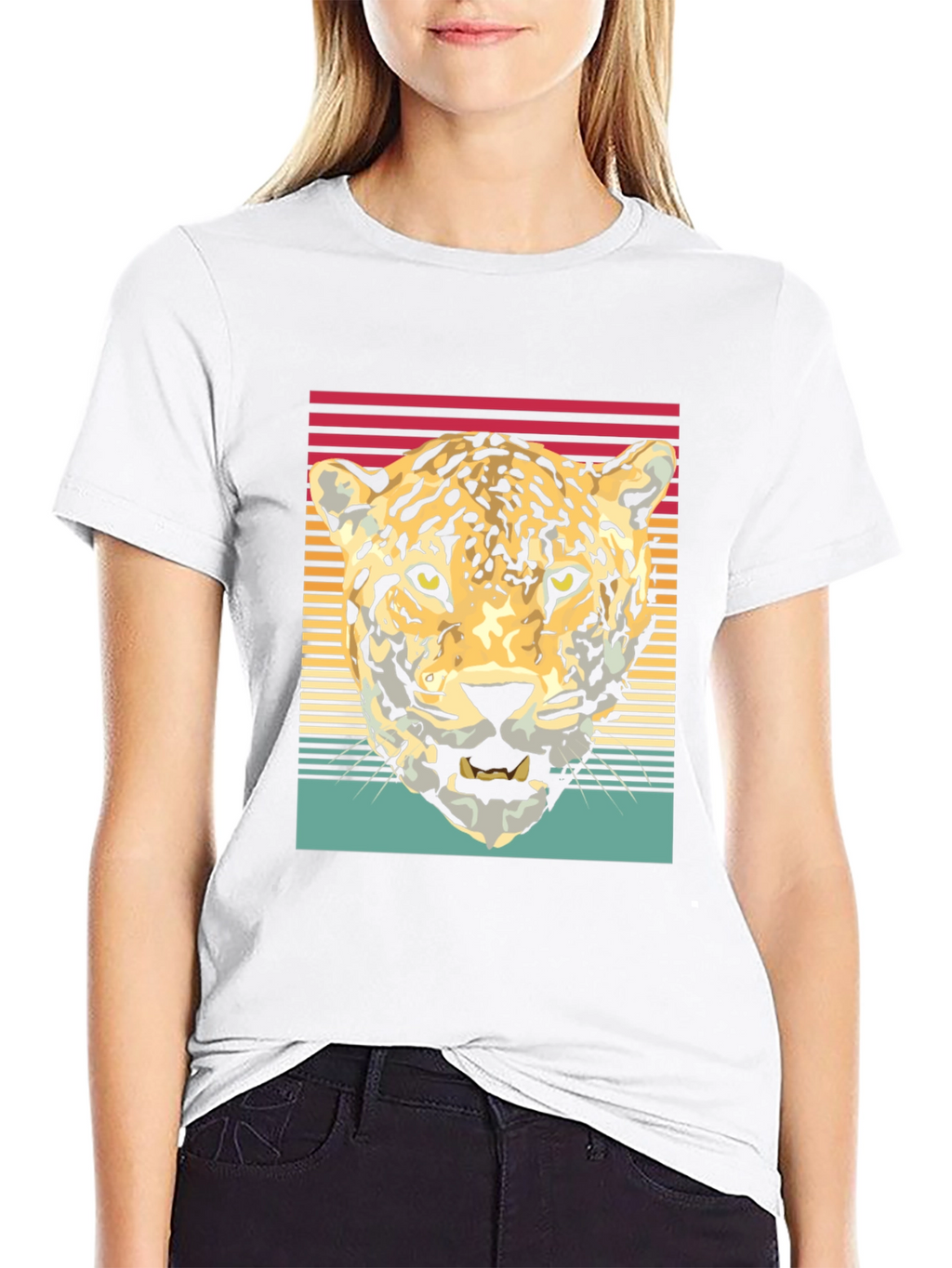 Retro Leopard Graphic Tee - Black