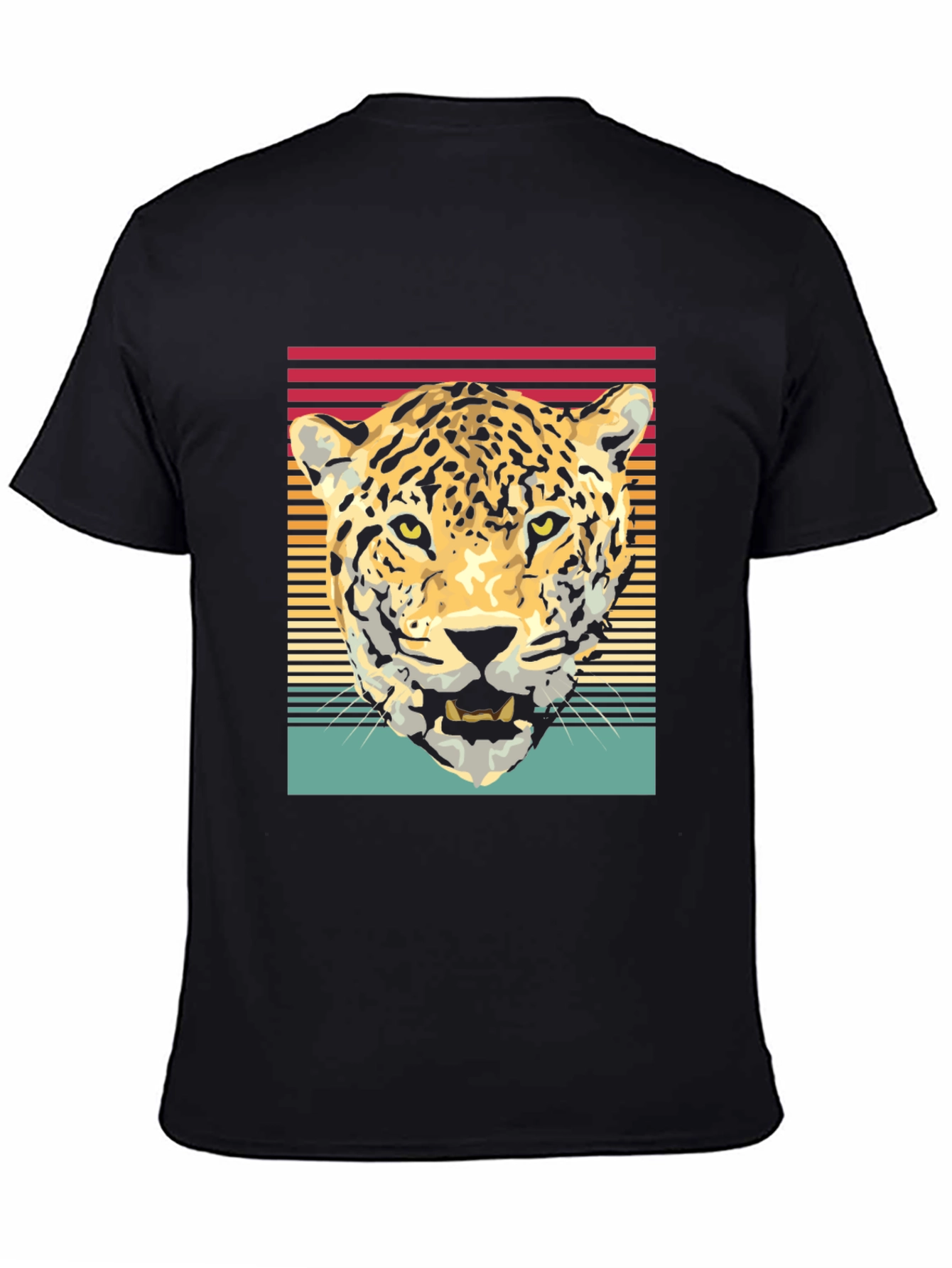 Retro Leopard Graphic Tee - Black