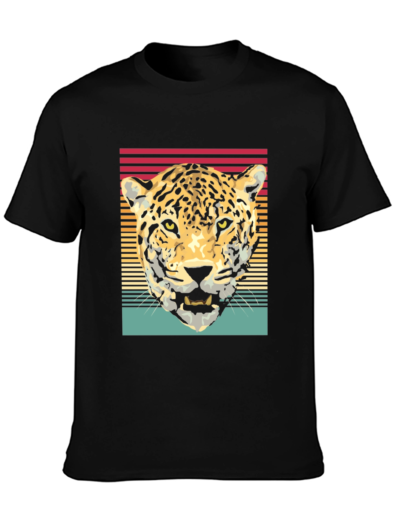 Retro Leopard Graphic Tee - Black
