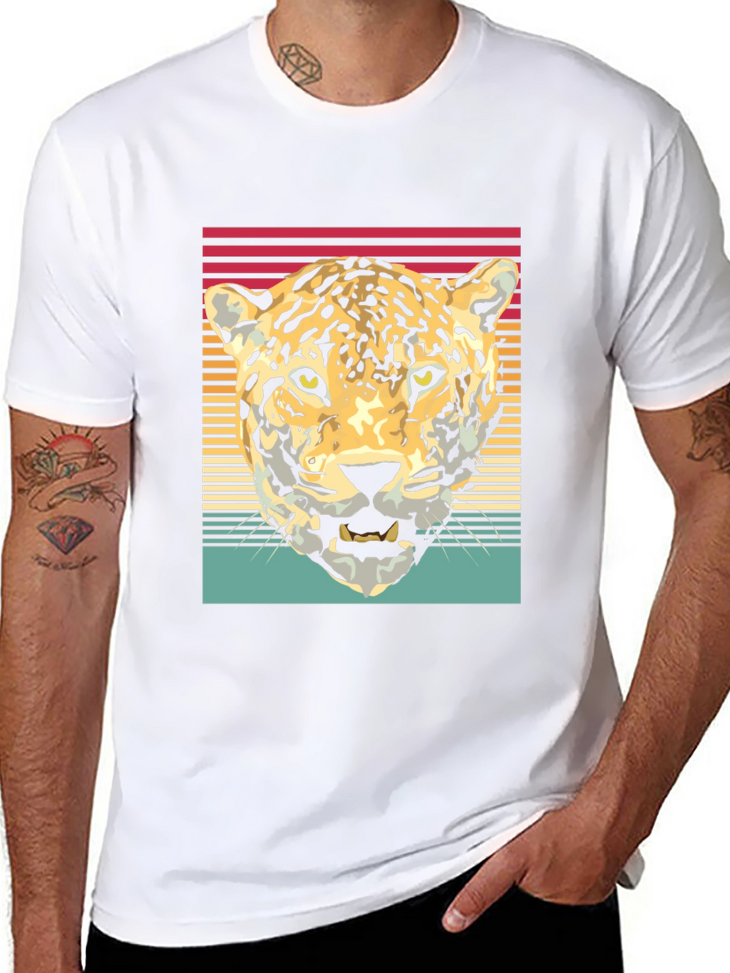 Retro Leopard Graphic Tee - Black