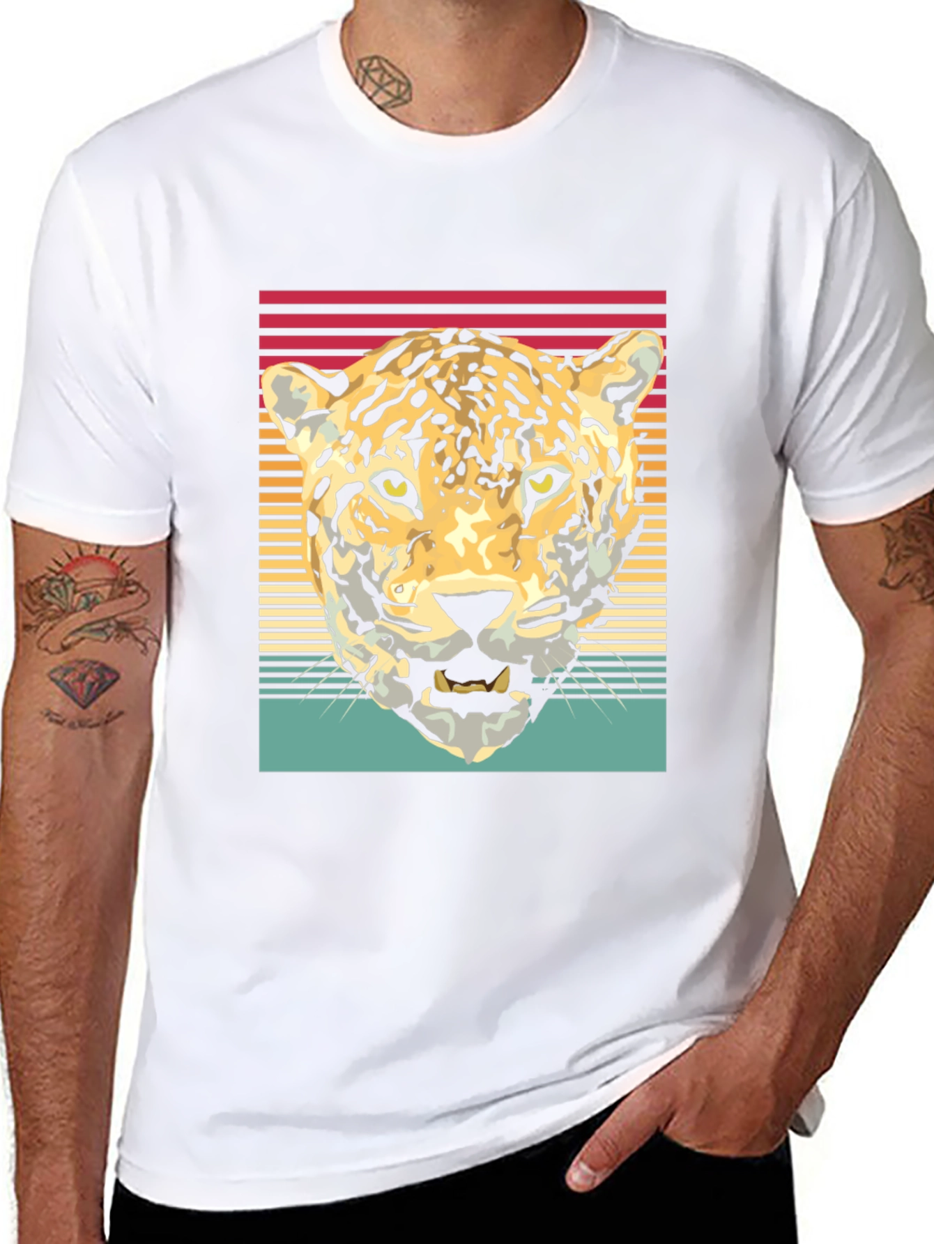 Retro Leopard Graphic Tee - Black