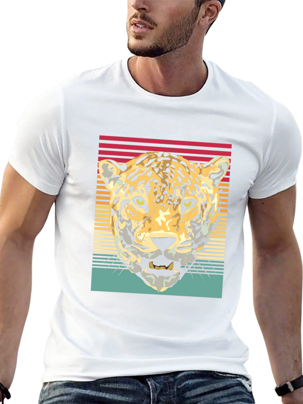 Retro Leopard Graphic Tee - Black