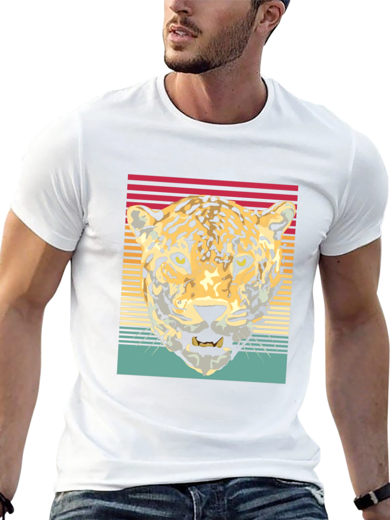 Retro Leopard Graphic Tee - Black