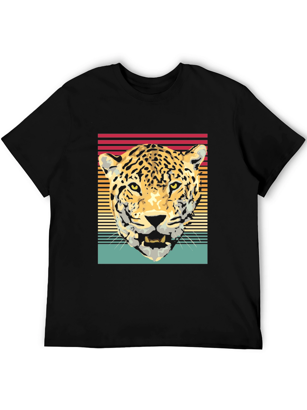 Retro Leopard Graphic Tee - Black