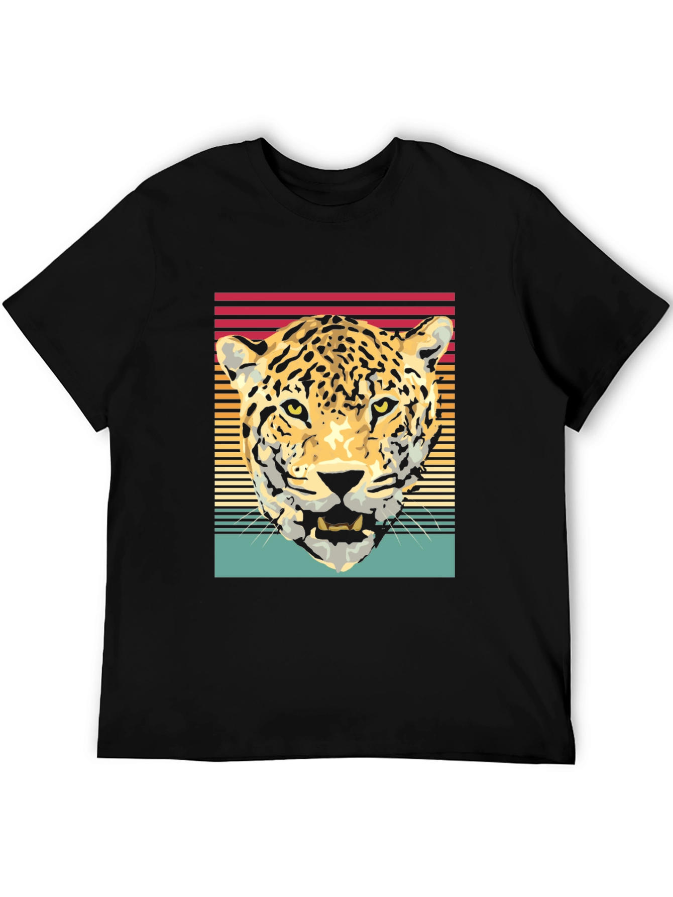 Retro Leopard Graphic Tee - Black