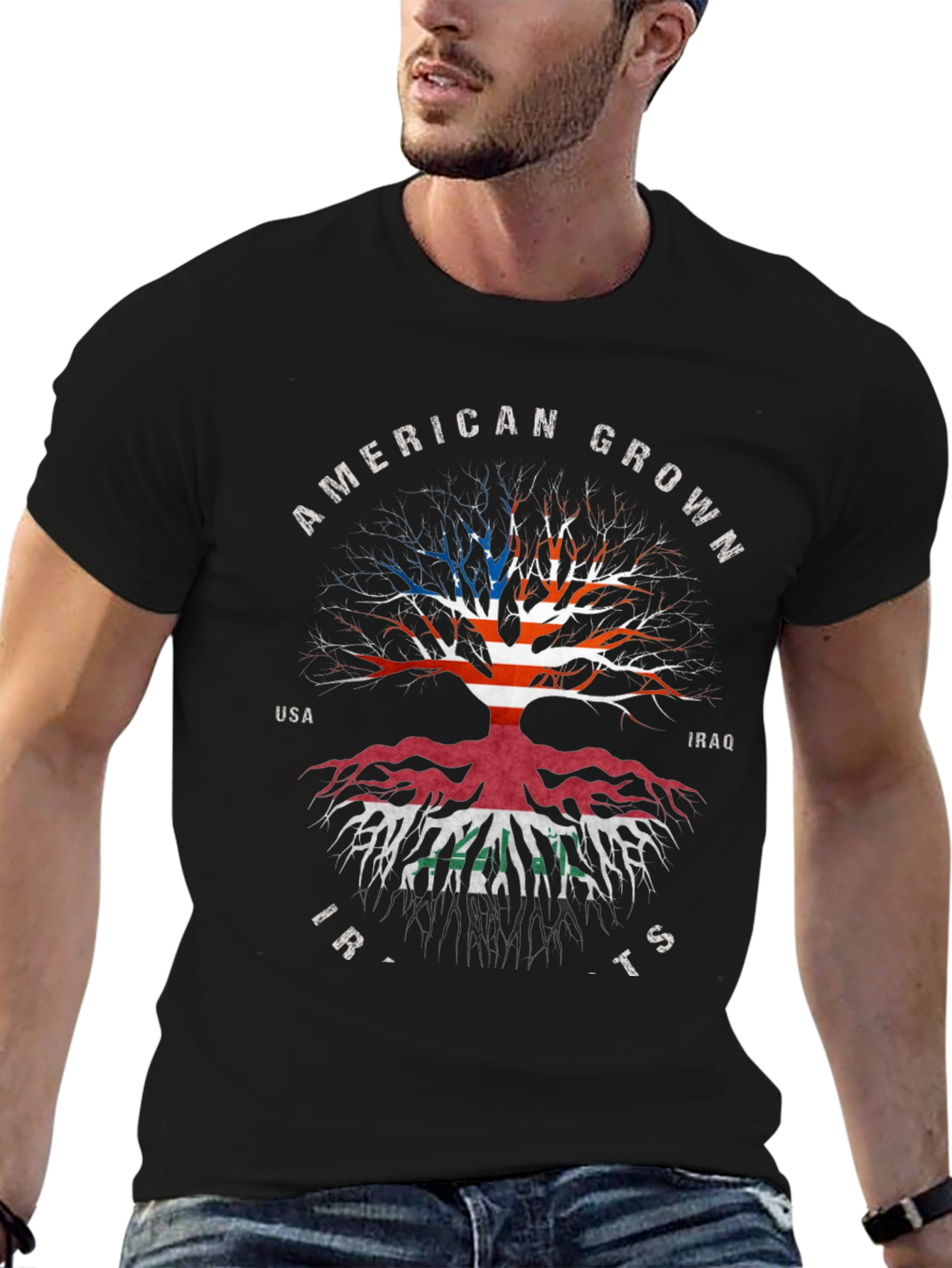 American Grown Iraqi Roots Black T-Shirt