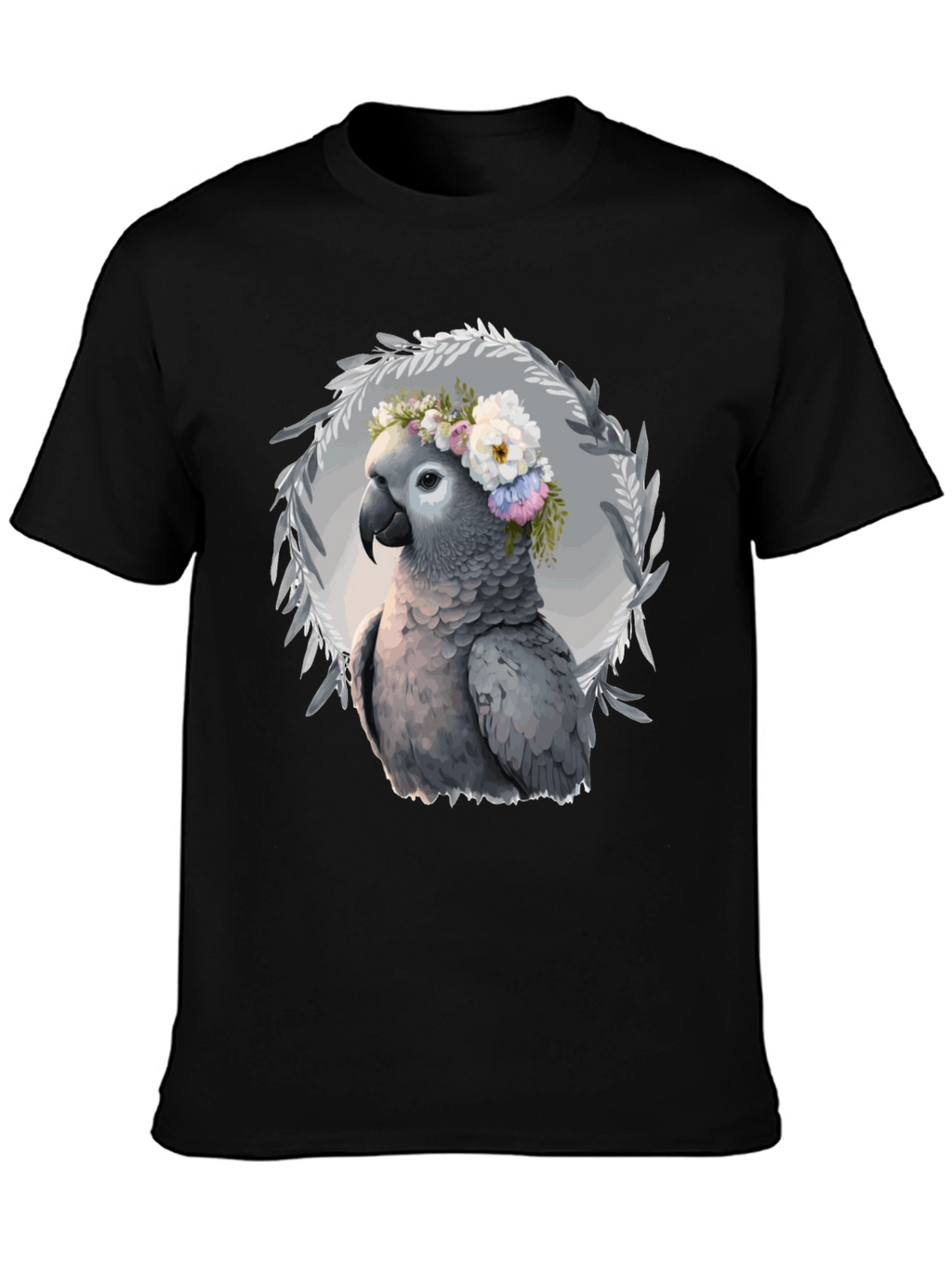 Parrot Floral Wreath T-Shirt