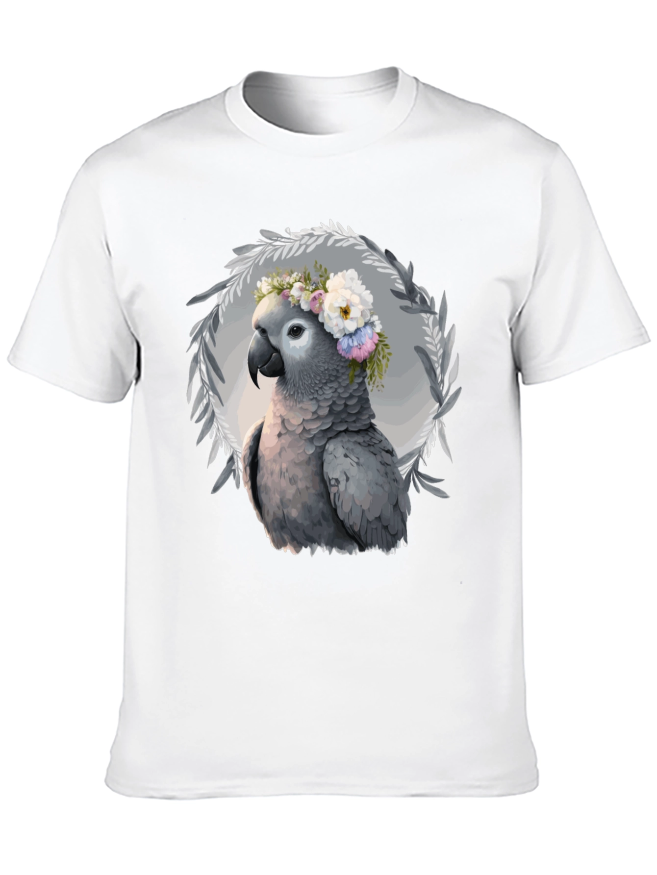 Parrot Floral Wreath T-Shirt