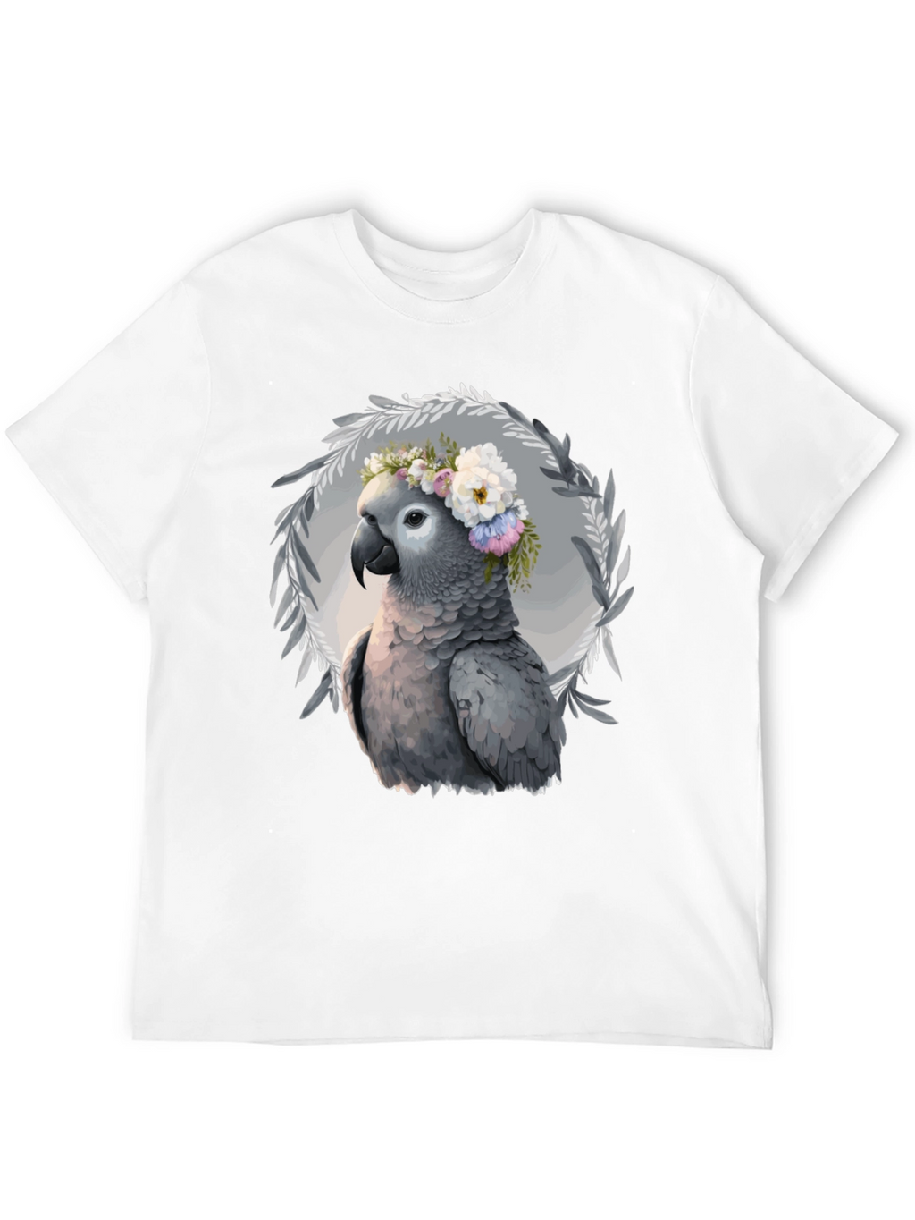 Parrot Floral Wreath T-Shirt