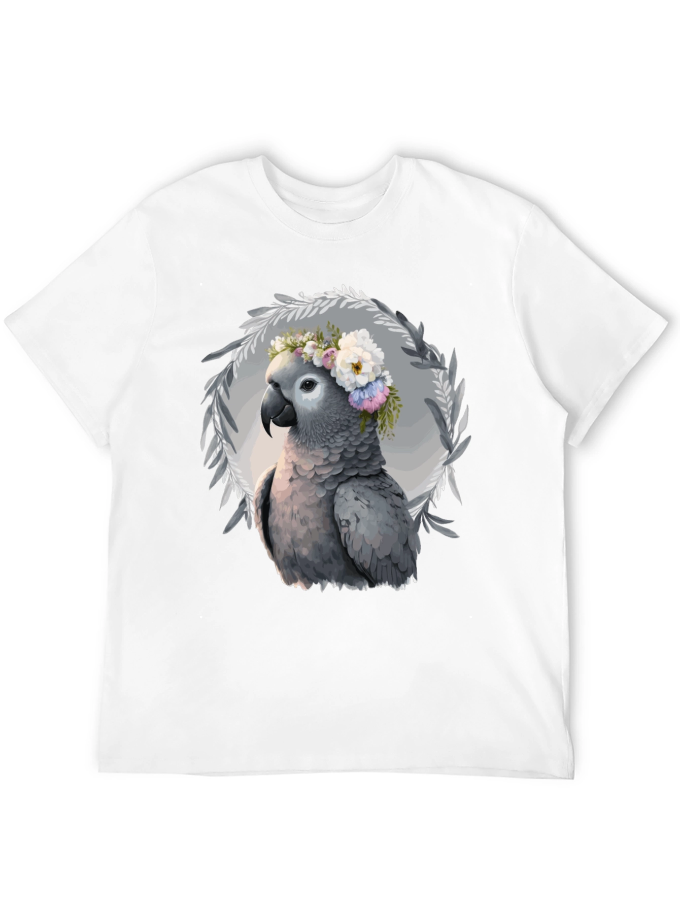 Parrot Floral Wreath T-Shirt