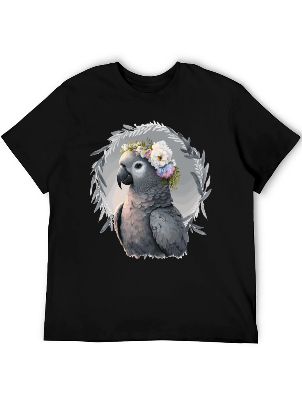 Parrot Floral Wreath T-Shirt