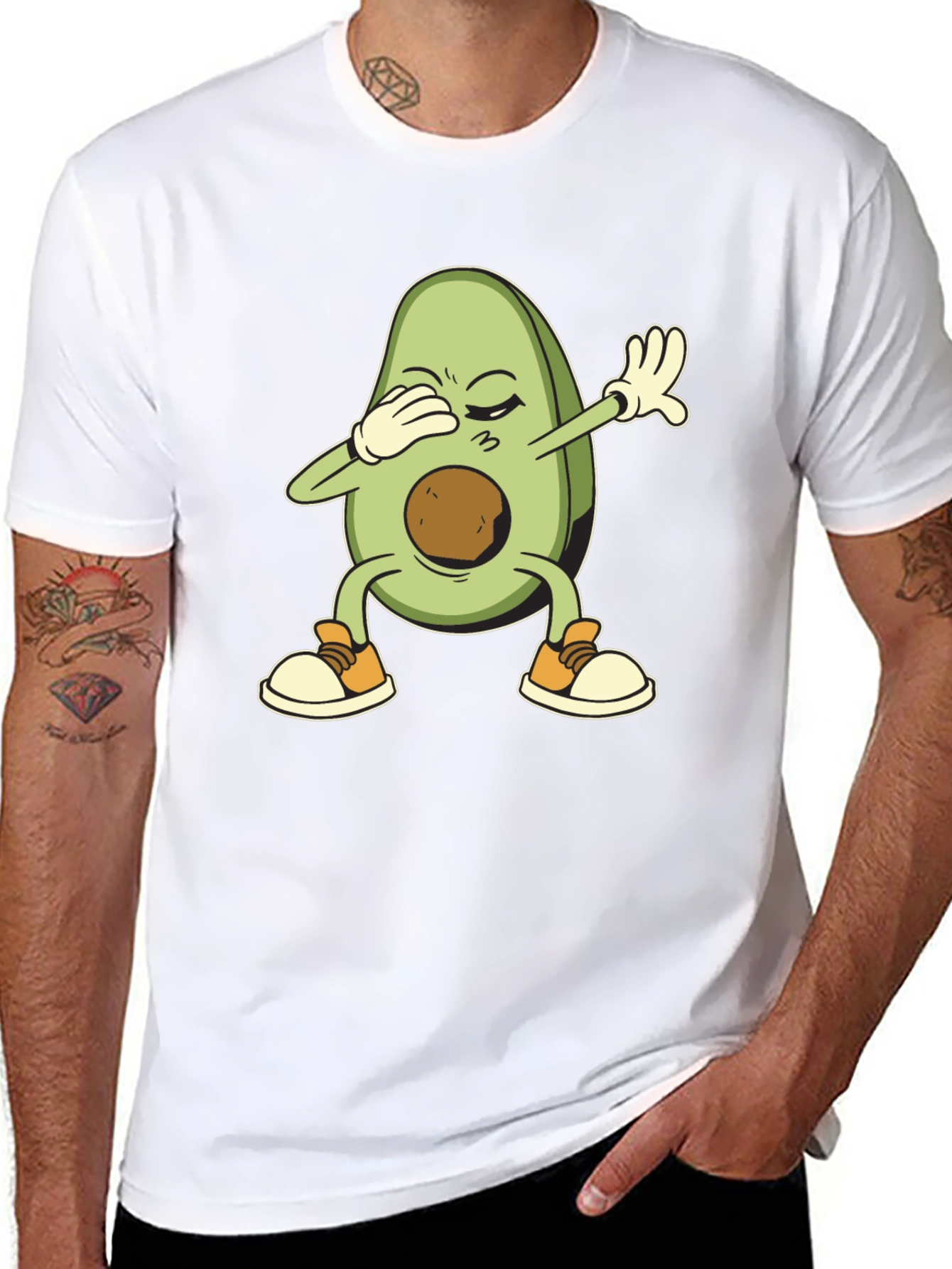 Dabbing Avocado Graphic T-Shirt - Black Cotton Tee