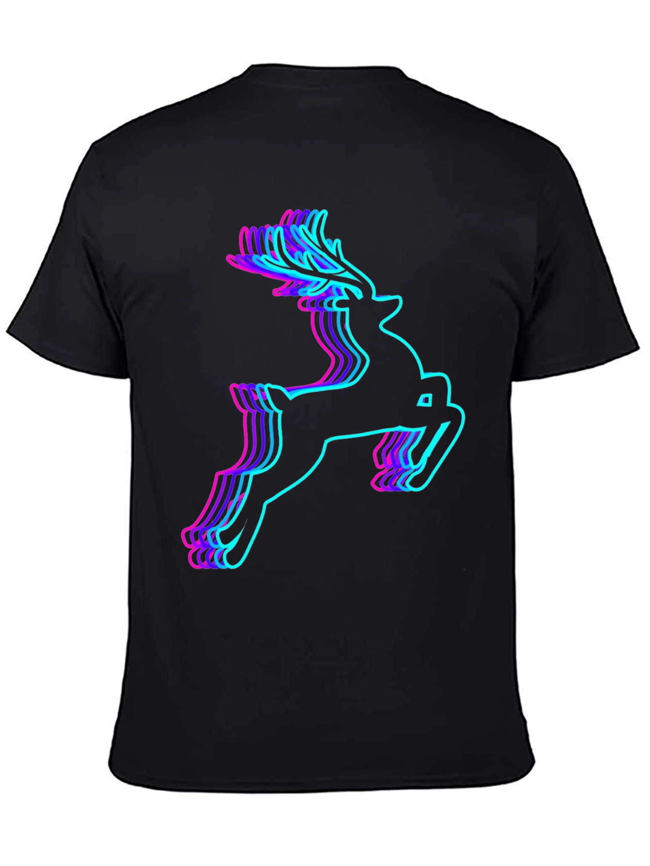 Neon Reindeer Graphic Tee - Mens Black T-Shirt