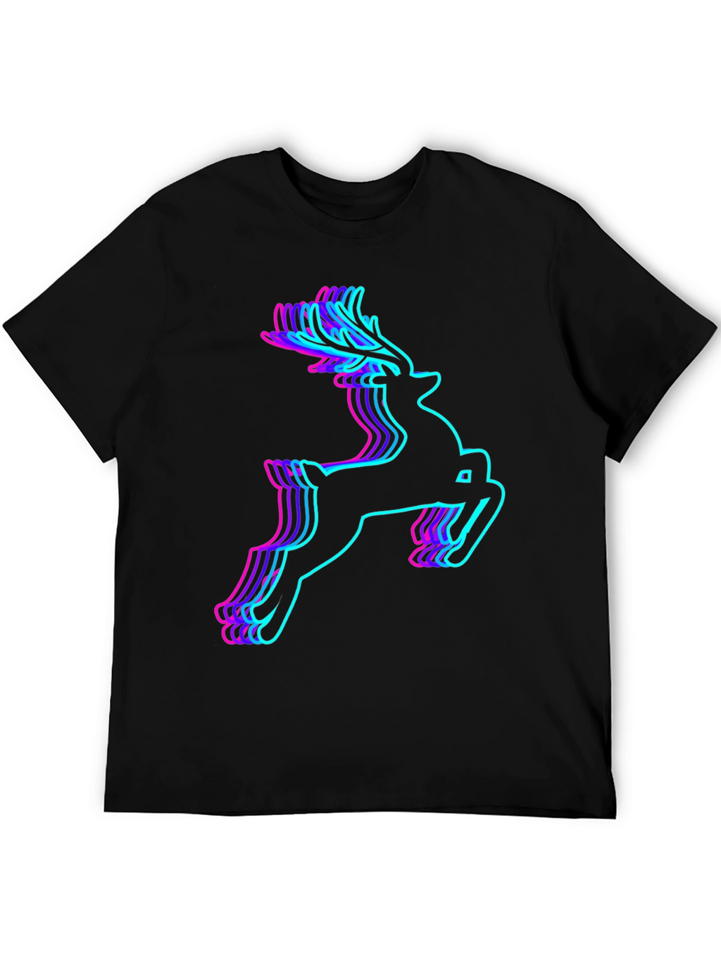 Neon Reindeer Graphic Tee - Mens Black T-Shirt