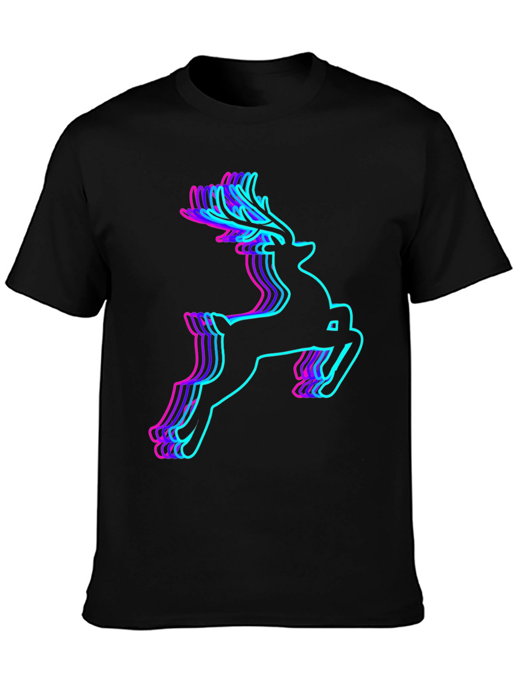 Neon Reindeer Graphic Tee - Mens Black T-Shirt