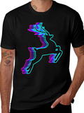 Neon Reindeer Graphic Tee - Mens Black T-Shirt