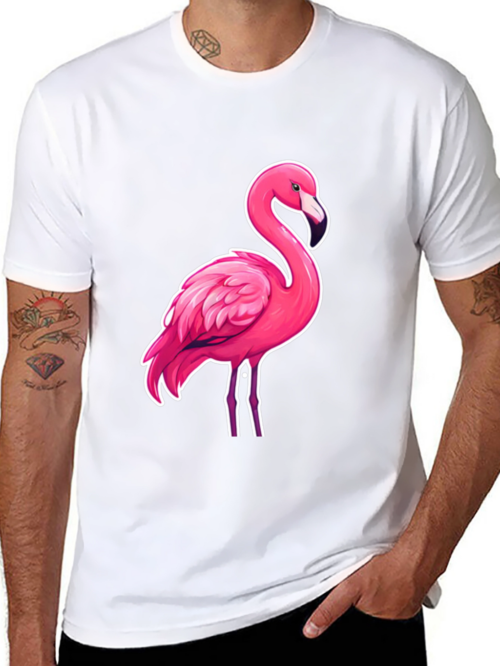 Cool Flamingo Graphic Tee - Stylish Black T-Shirt