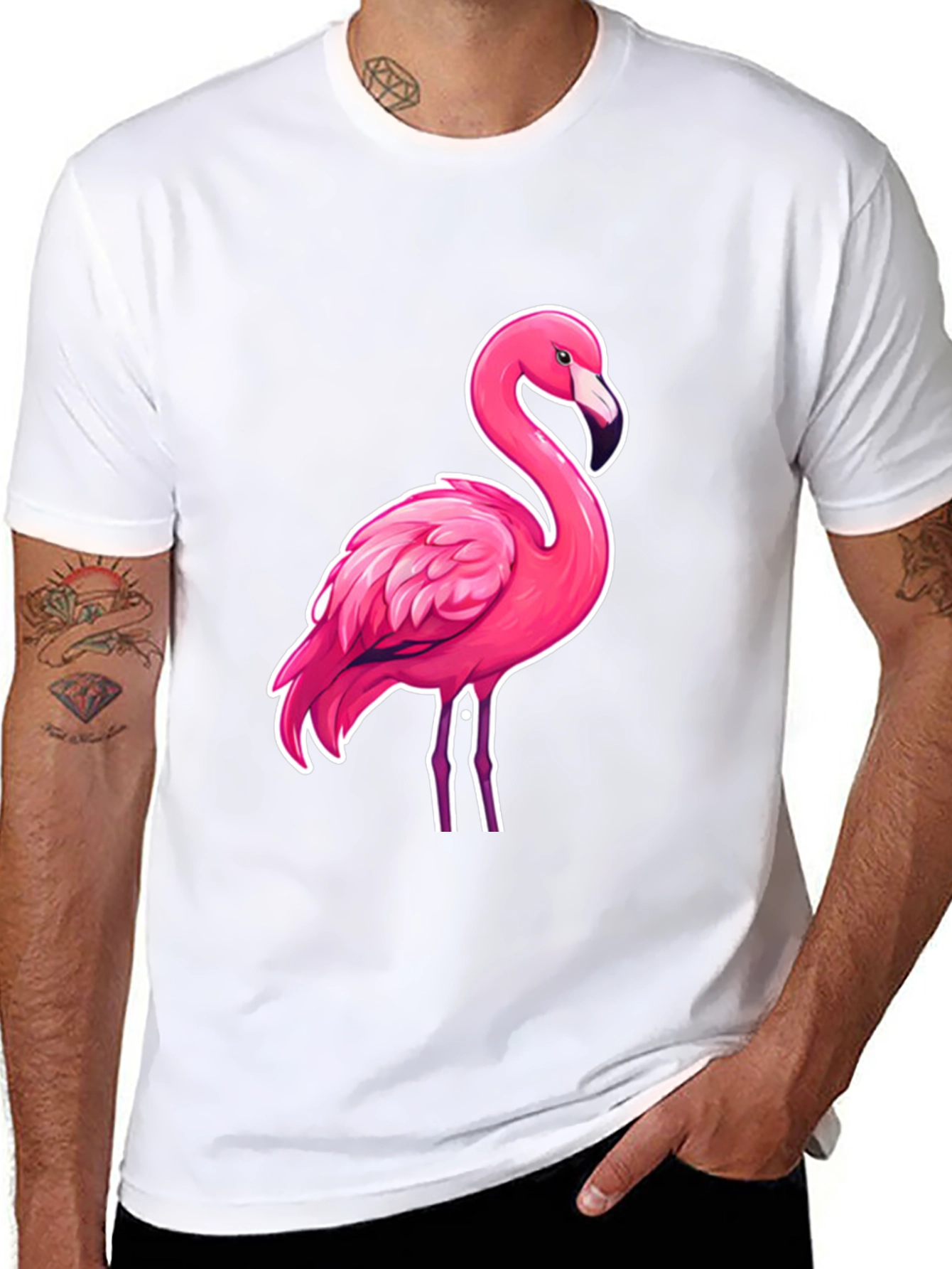 Cool Flamingo Graphic Tee - Stylish Black T-Shirt