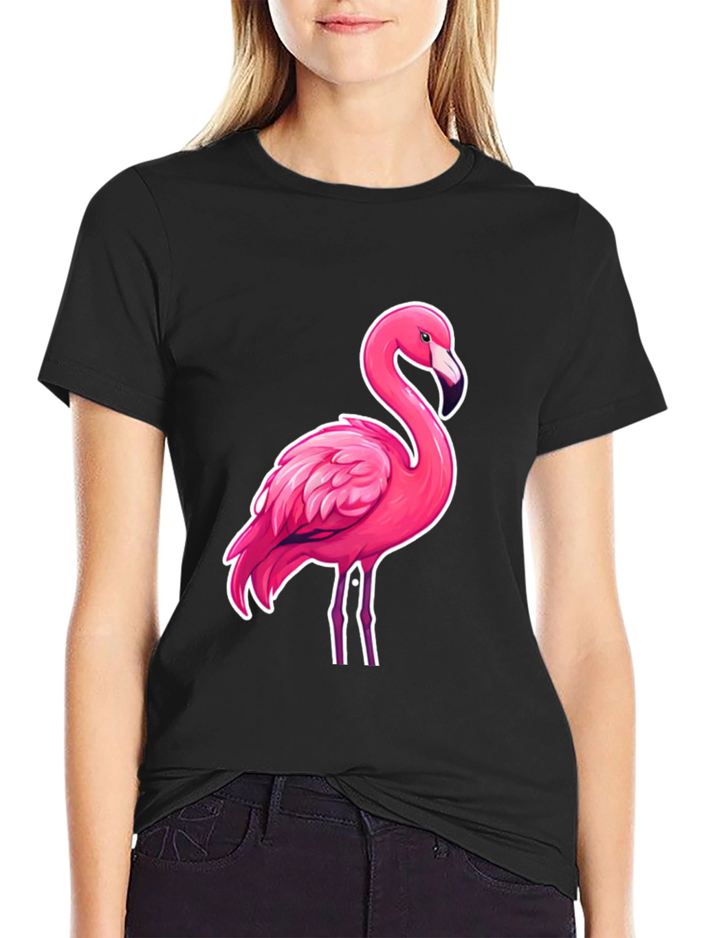 Cool Flamingo Graphic Tee - Stylish Black T-Shirt