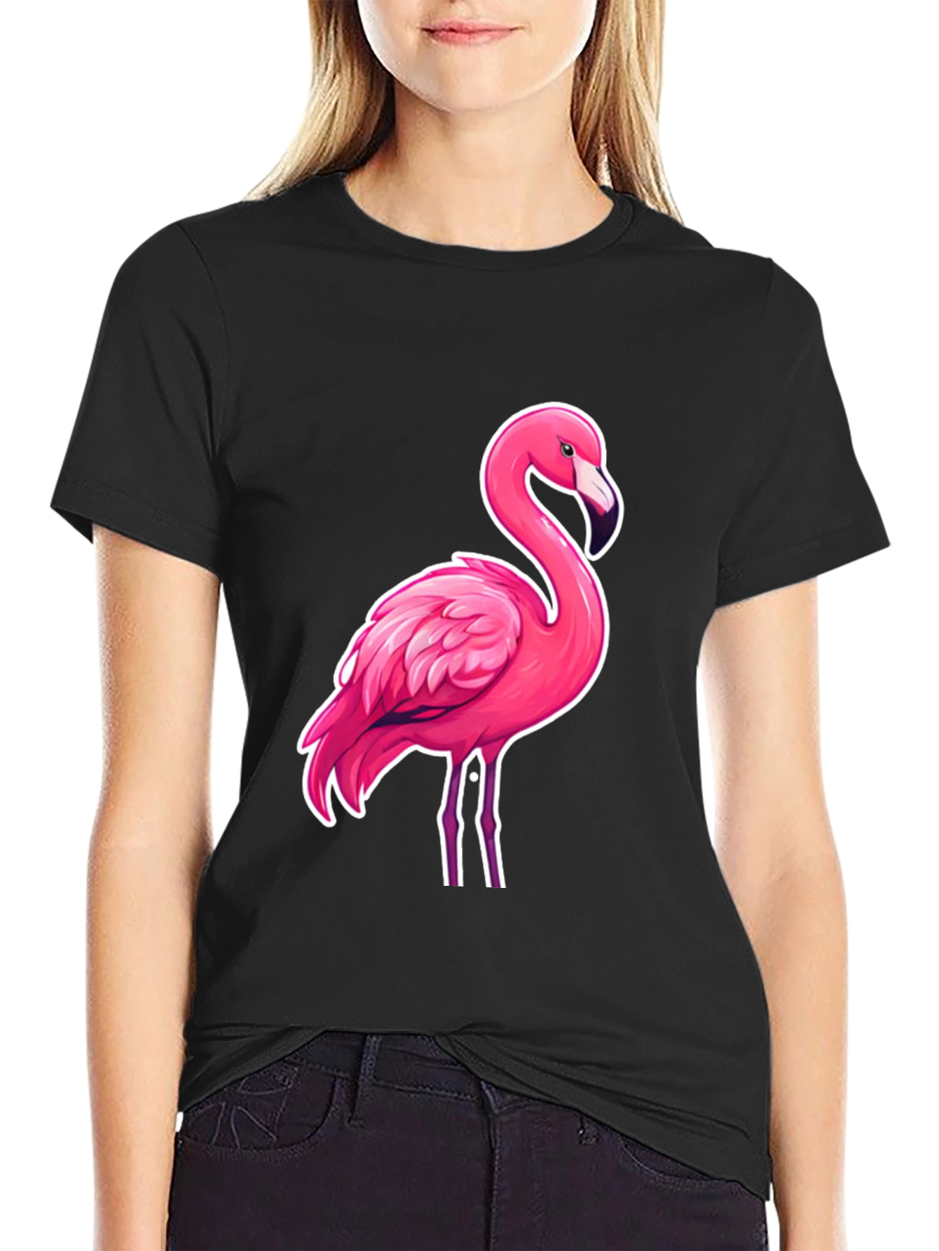 Cool Flamingo Graphic Tee - Stylish Black T-Shirt