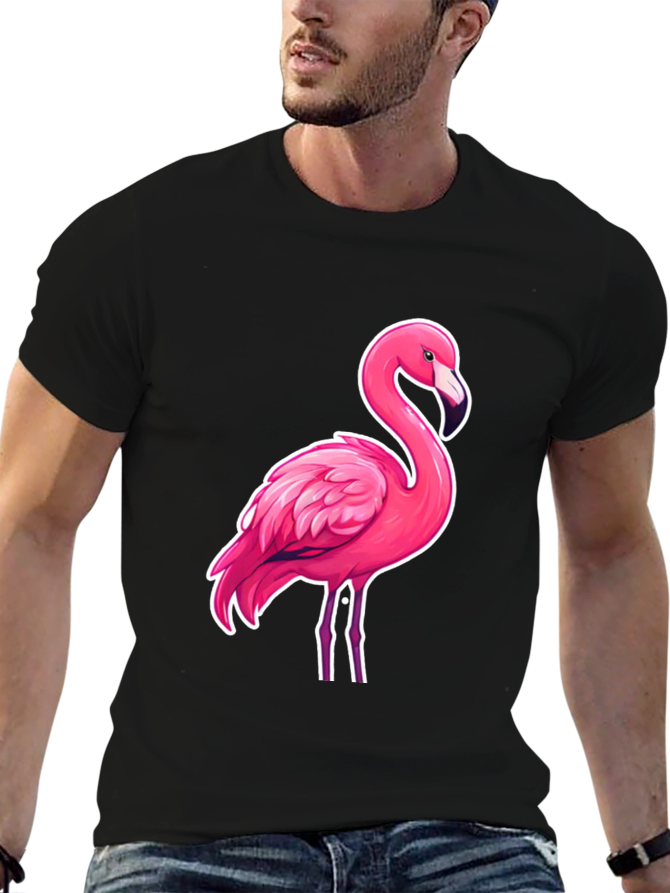 Cool Flamingo Graphic Tee - Stylish Black T-Shirt