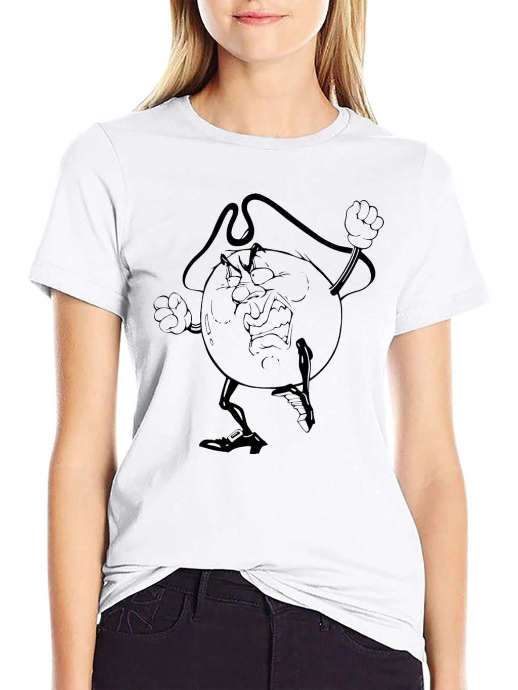 Angry Cartoon Globe Black T-Shirt