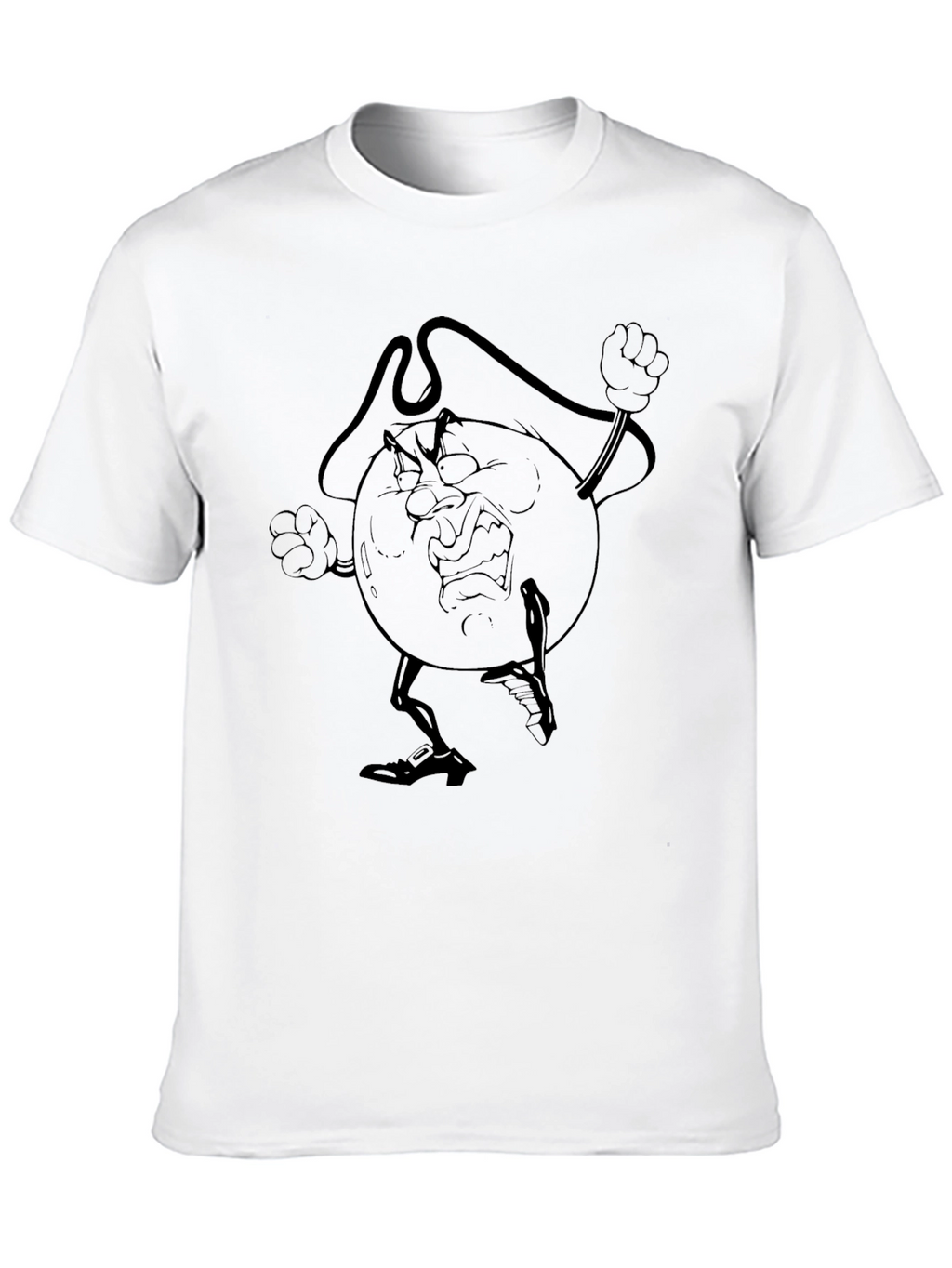 Angry Cartoon Globe Black T-Shirt