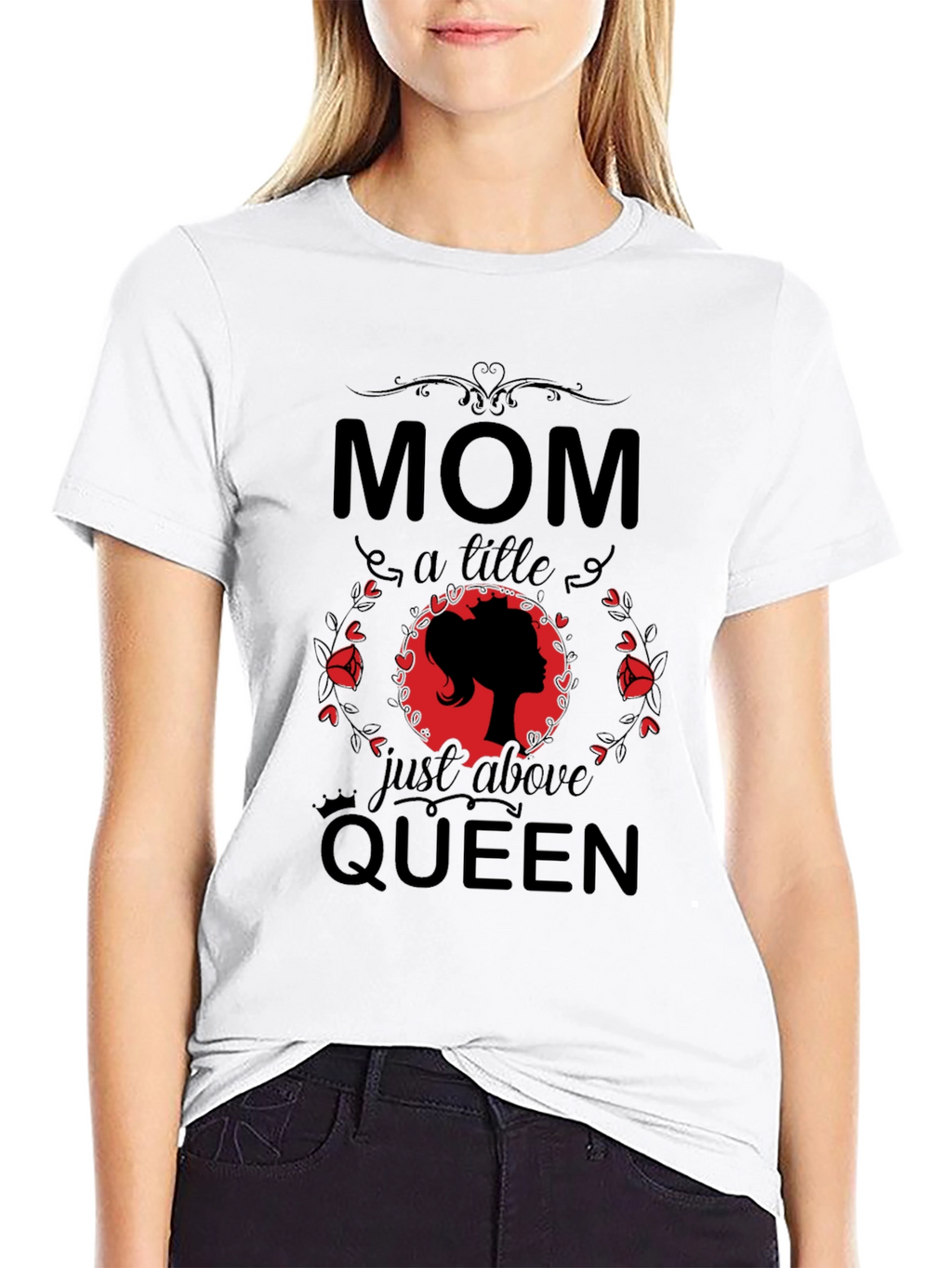 Mom Above Queen Black Graphic Tee