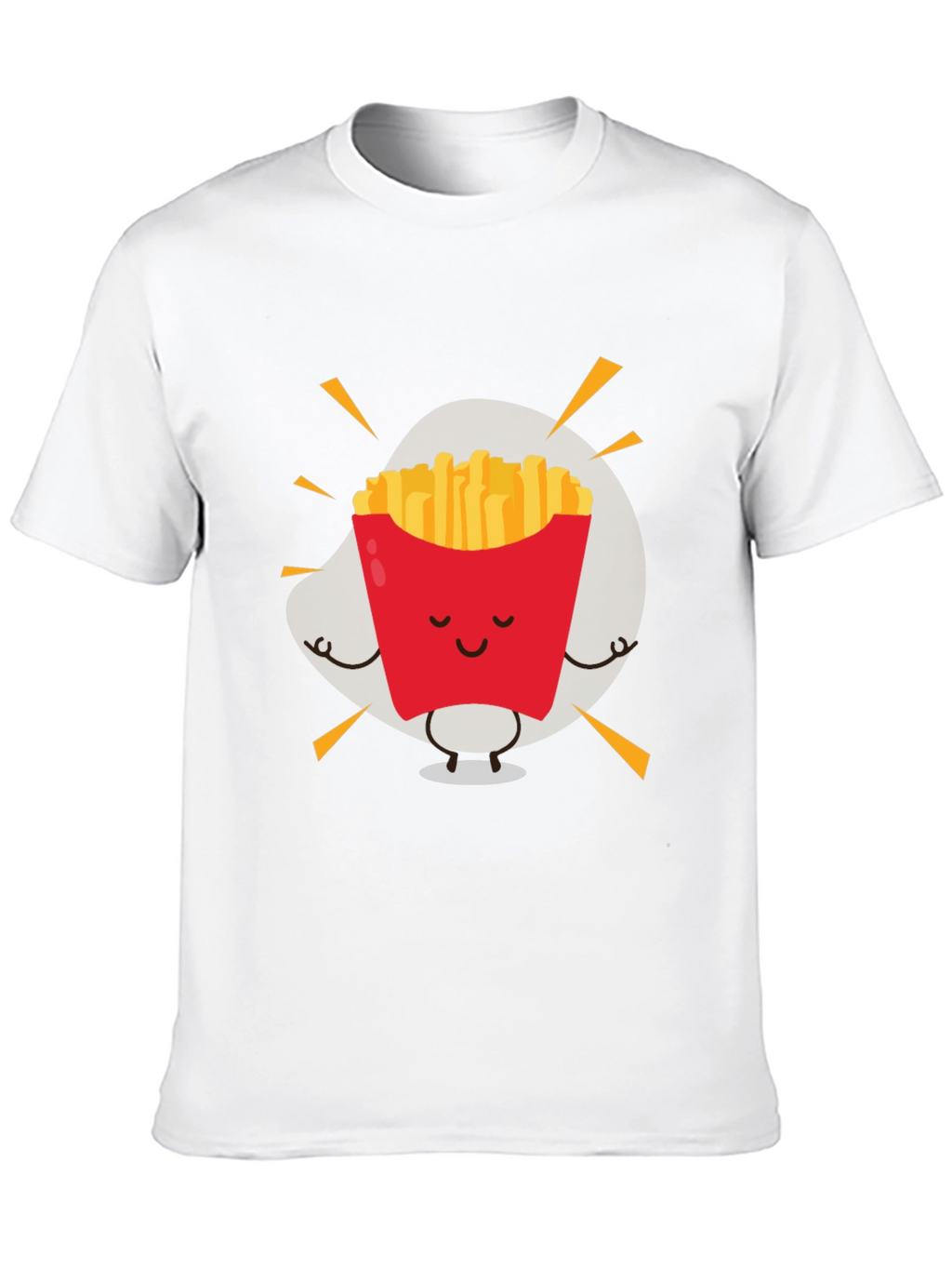 Meditating French Fries Graphic Tee - Black Cotton T-Shirt