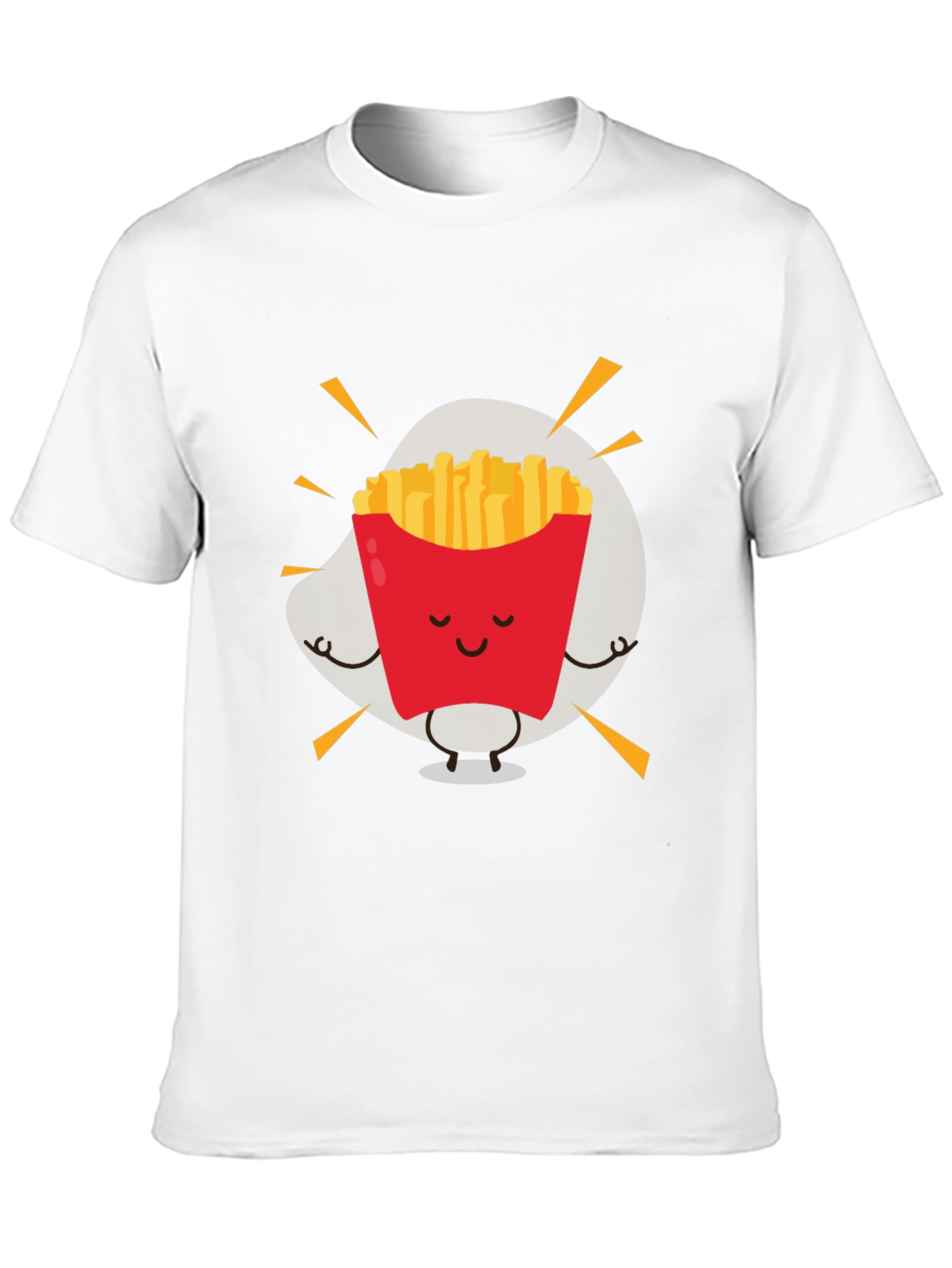 Meditating French Fries Graphic Tee - Black Cotton T-Shirt