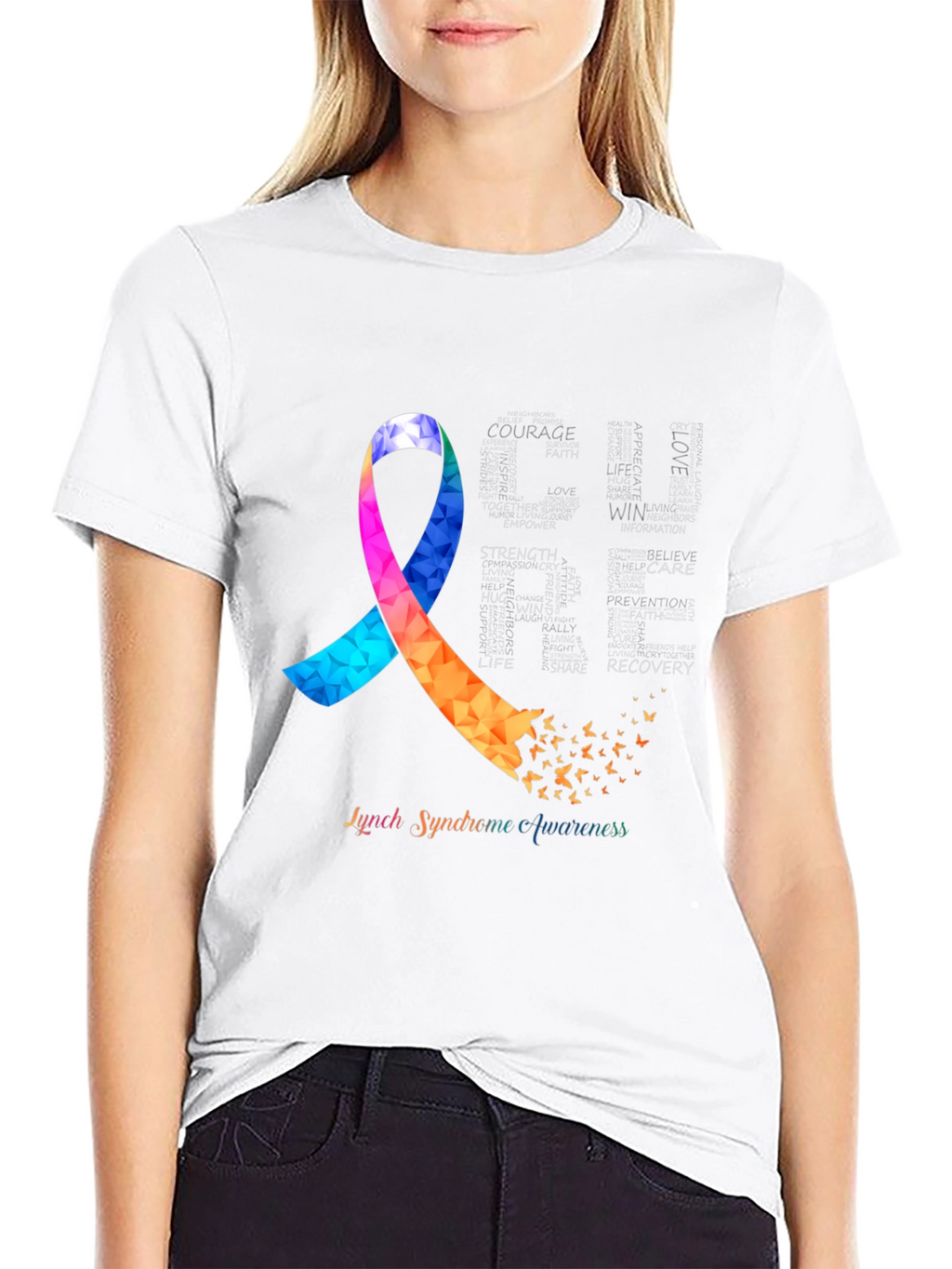 Lynch Syndrome Awareness T-Shirt Ribbon Butterfly