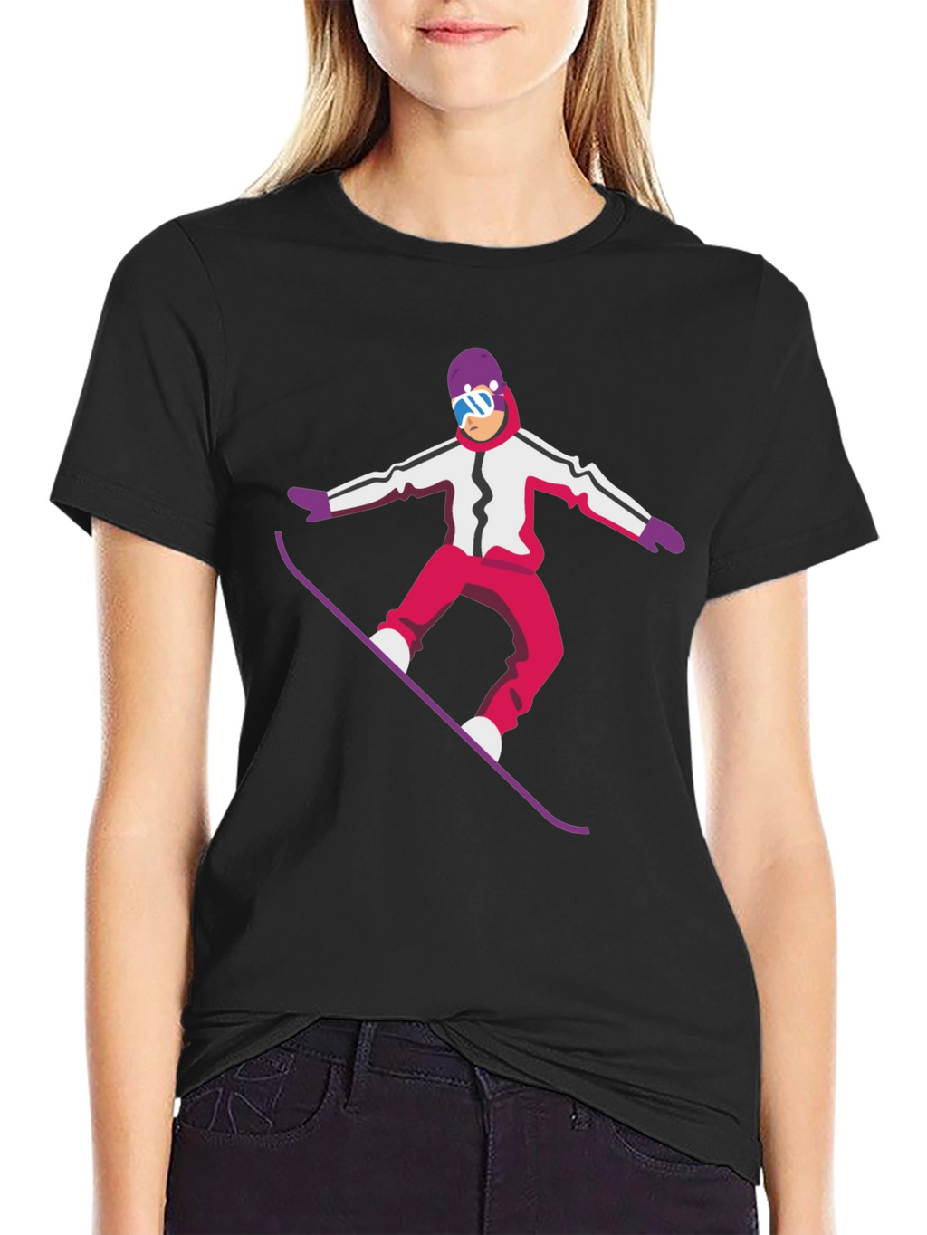 Snowboarder Graphic Tee - Cool Black T-Shirt