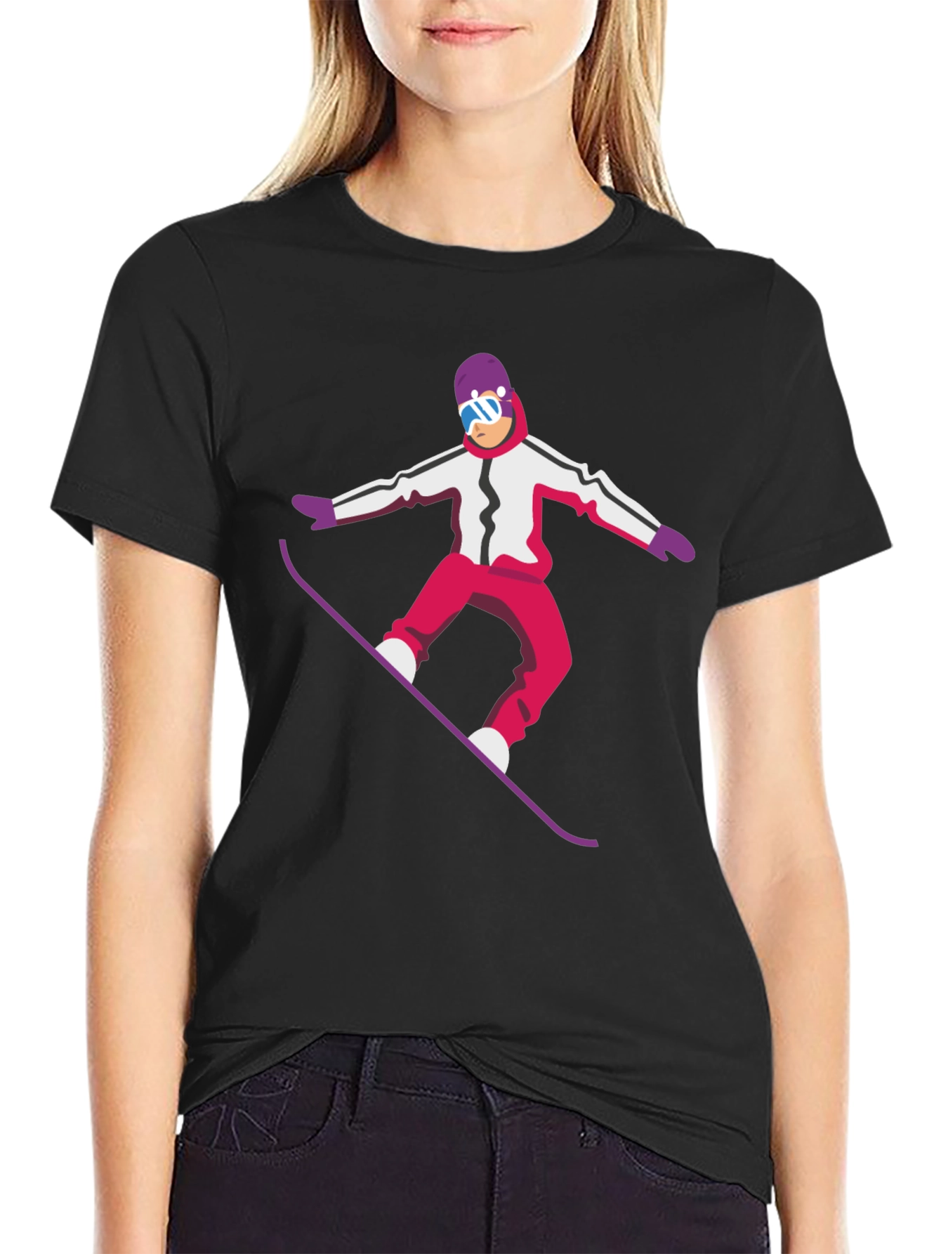 Snowboarder Graphic Tee - Cool Black T-Shirt