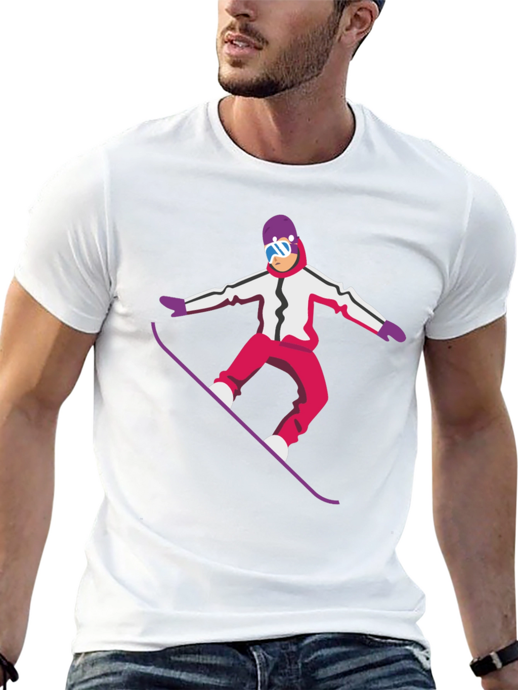 Snowboarder Graphic Tee - Cool Black T-Shirt