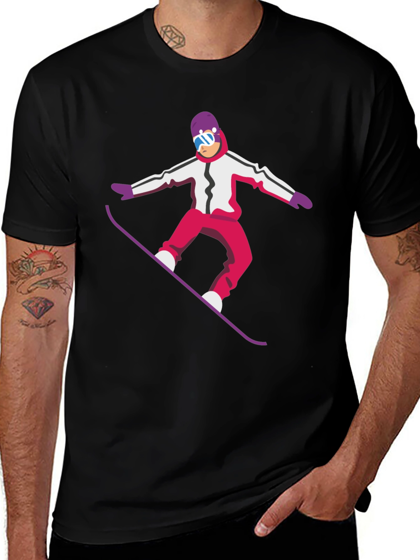 Snowboarder Graphic Tee - Cool Black T-Shirt