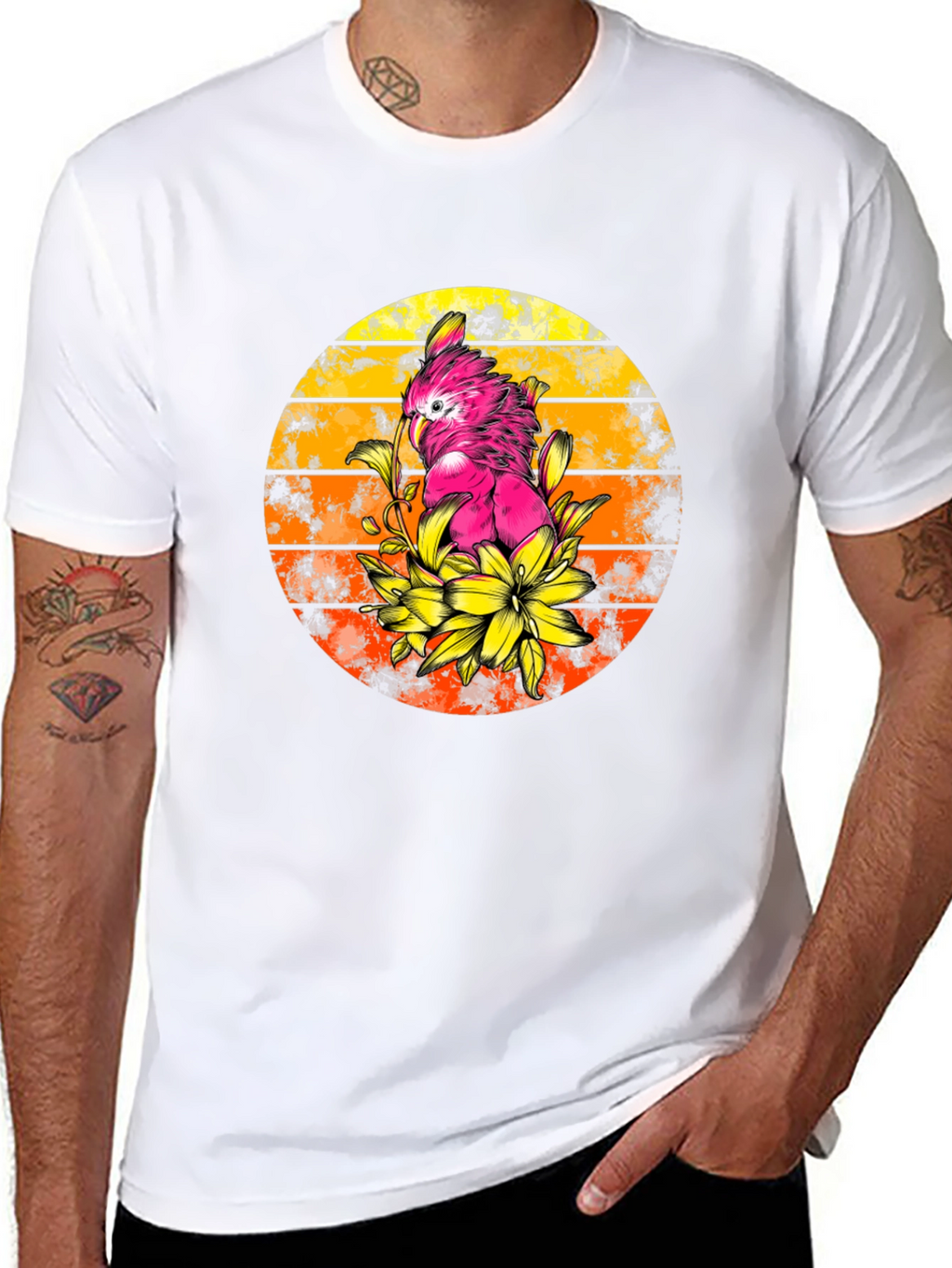 Cockatoo Sunset T-Shirt - Tropical Bird Tee