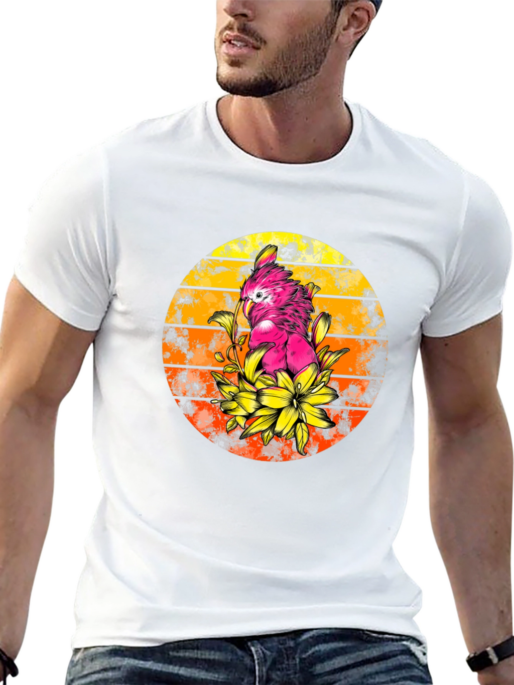 Cockatoo Sunset T-Shirt - Tropical Bird Tee