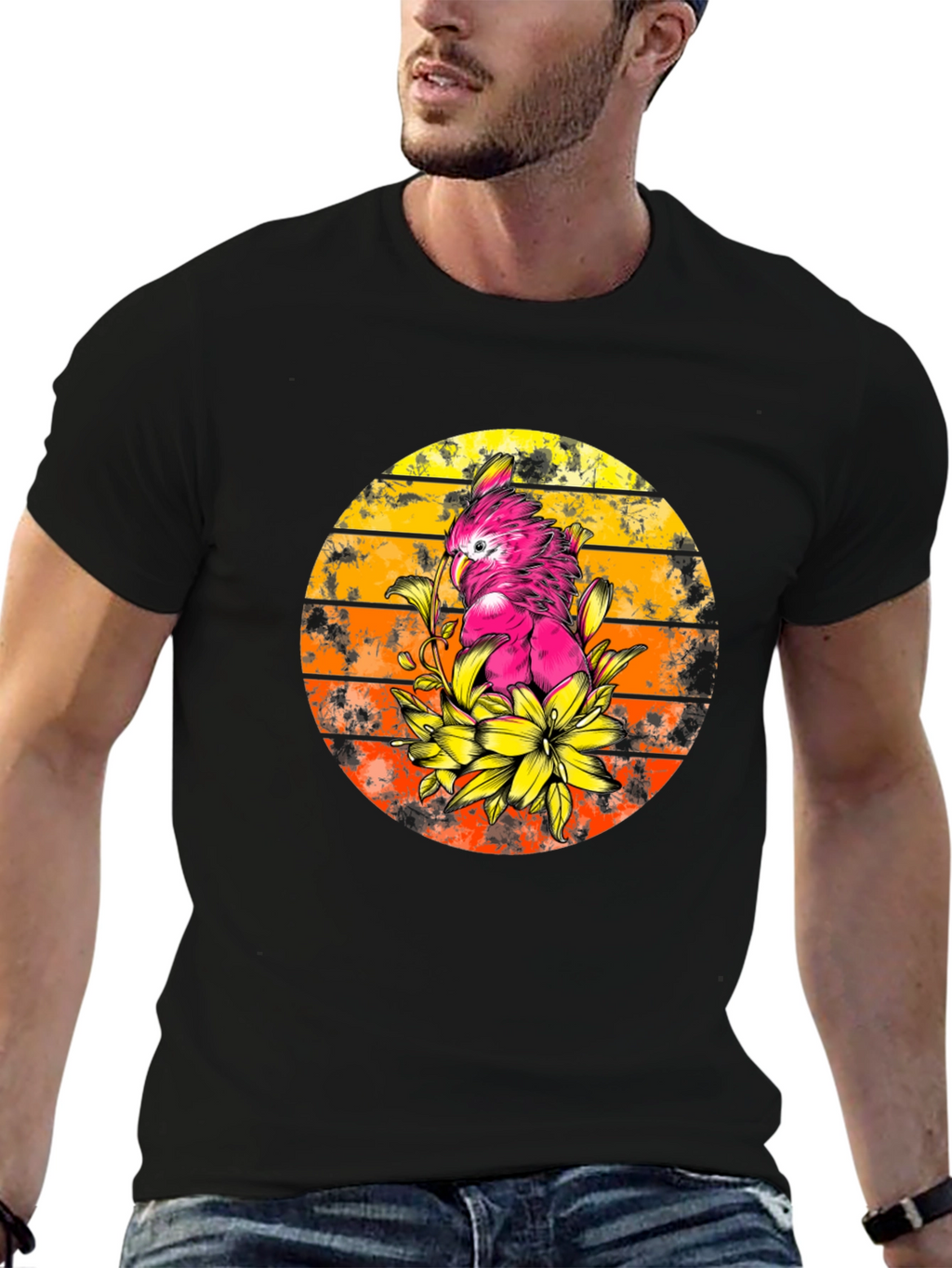 Cockatoo Sunset T-Shirt - Tropical Bird Tee