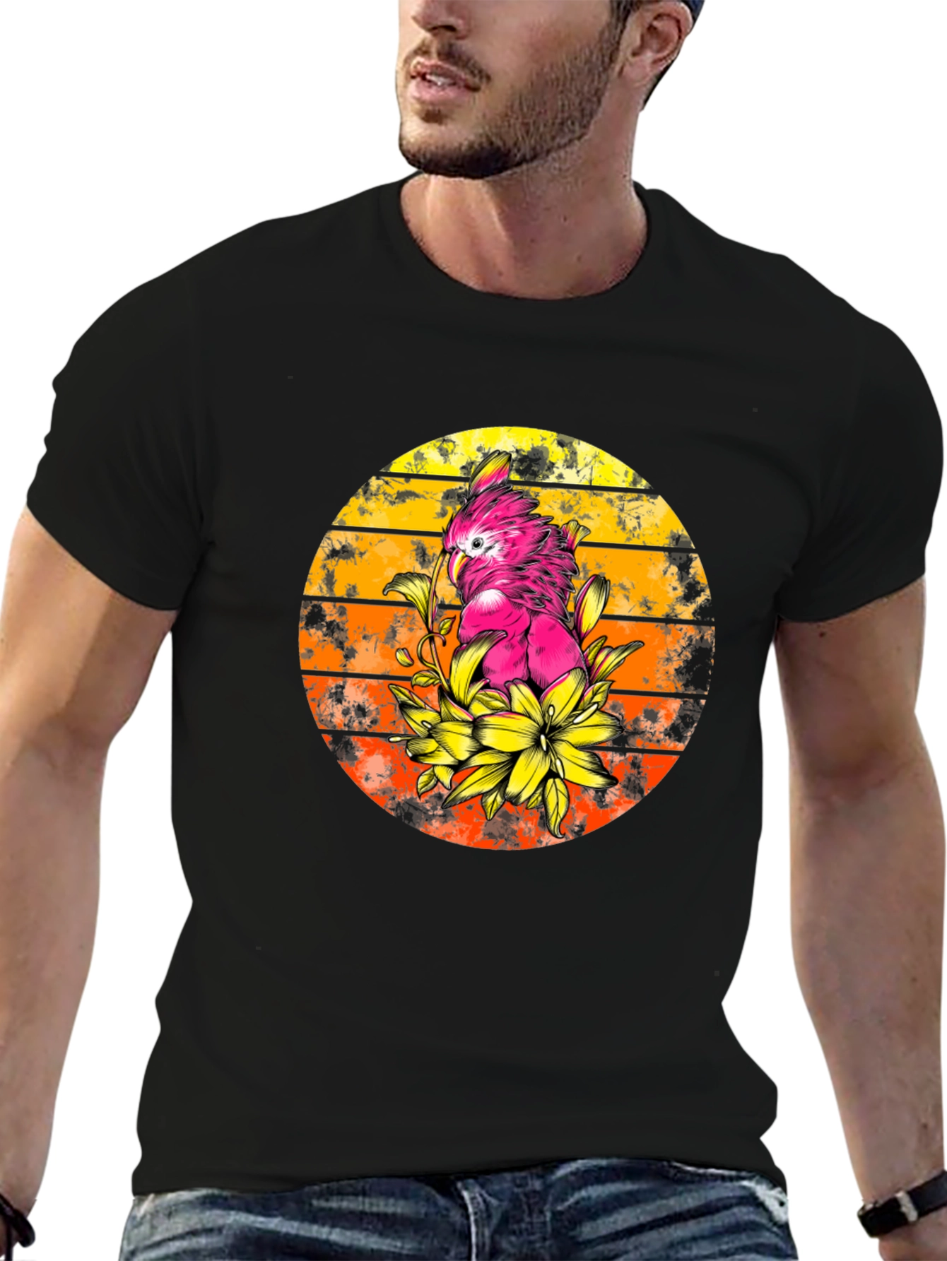 Cockatoo Sunset T-Shirt - Tropical Bird Tee
