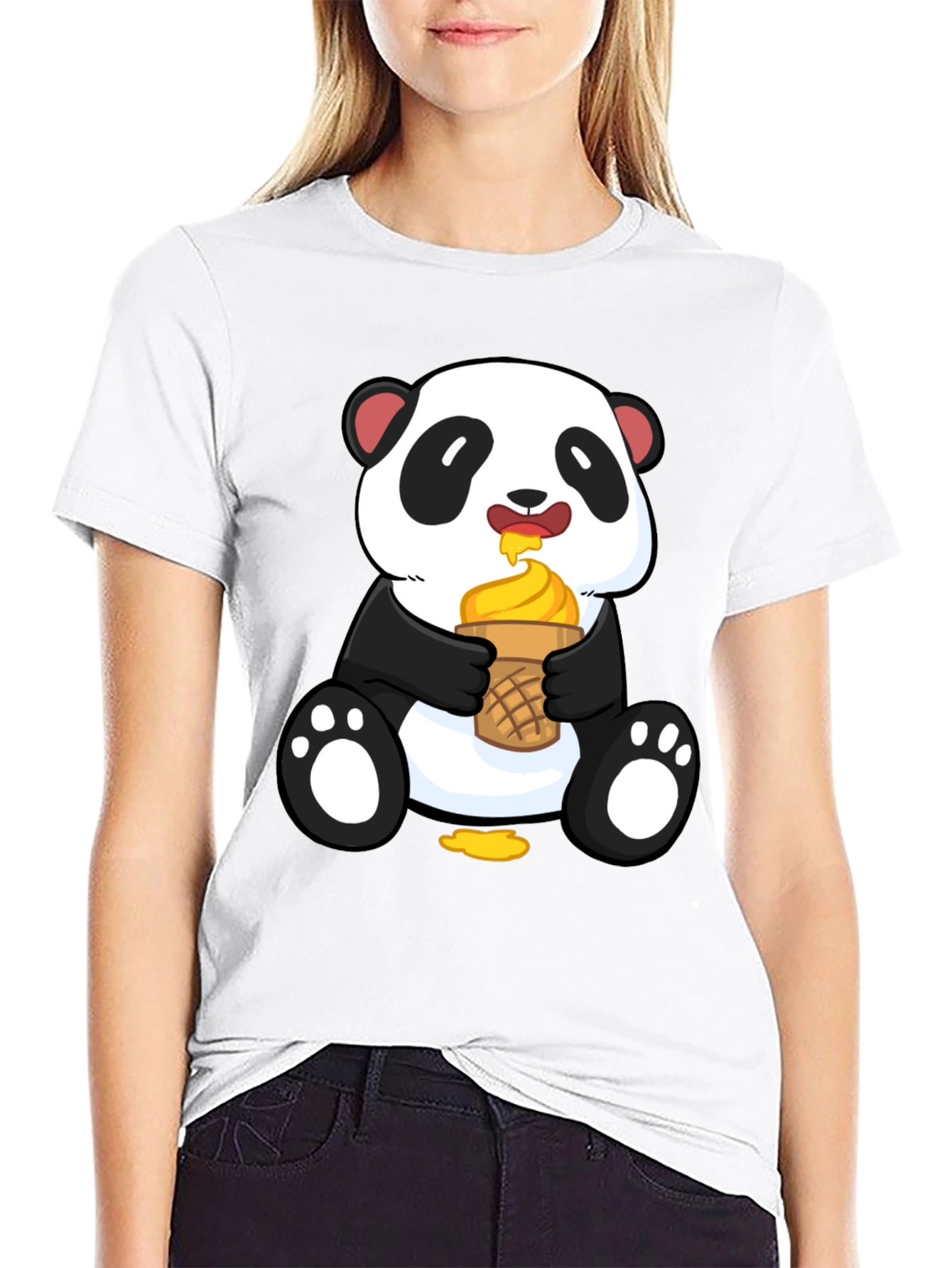 Panda Eating Ice Cream Graphic Tee