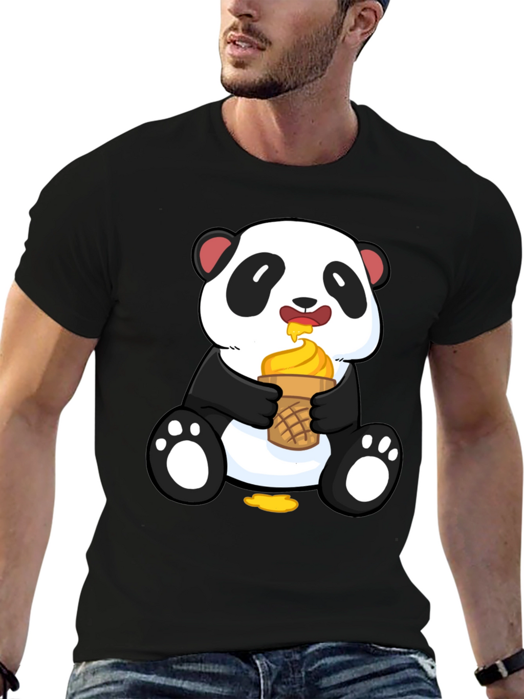 Panda Eating Ice Cream Graphic Tee